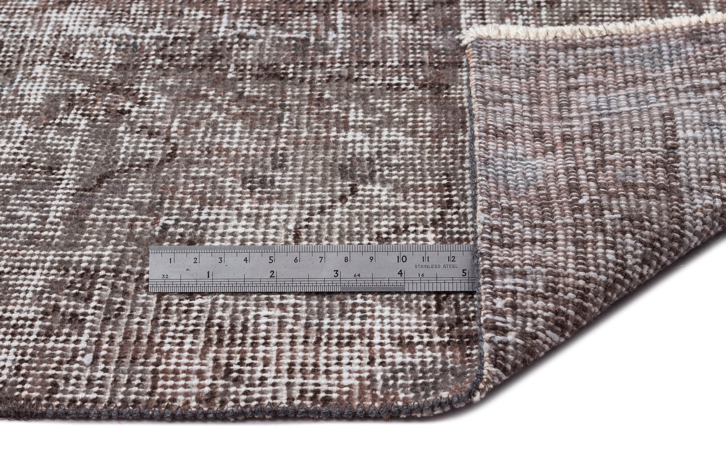 Atina Grey Vintage Wool Handmade Area Rug 6'6" x 10'8"