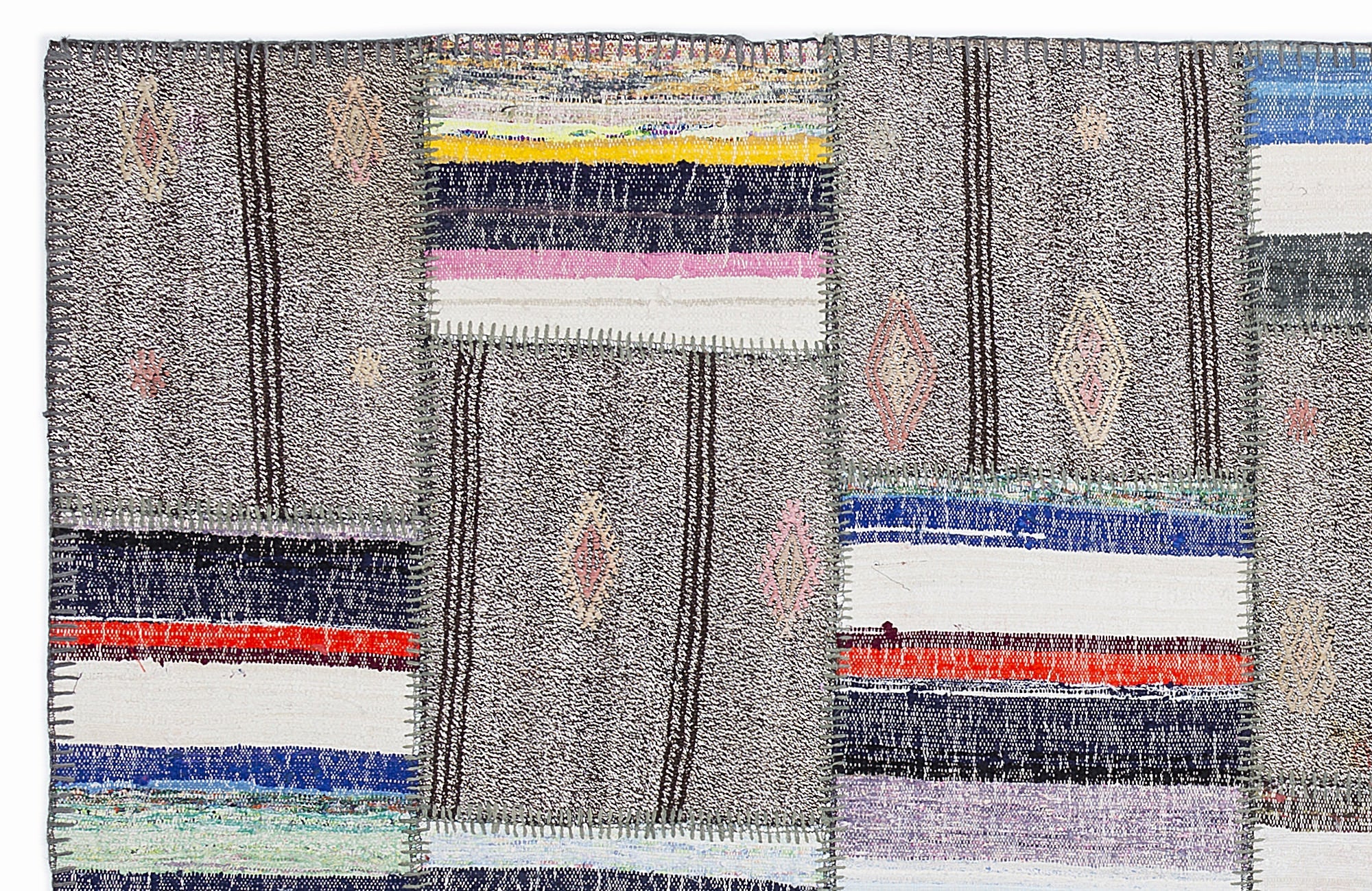 Teselya 1338 Brown Striped Wool Handmade Area Rug 5'3" x 7'7"