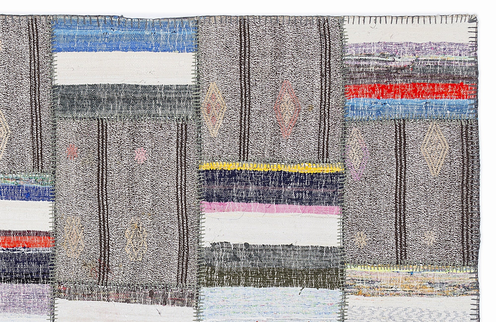 Teselya 1338 Brown Striped Wool Handmade Area Rug 5'3" x 7'7"