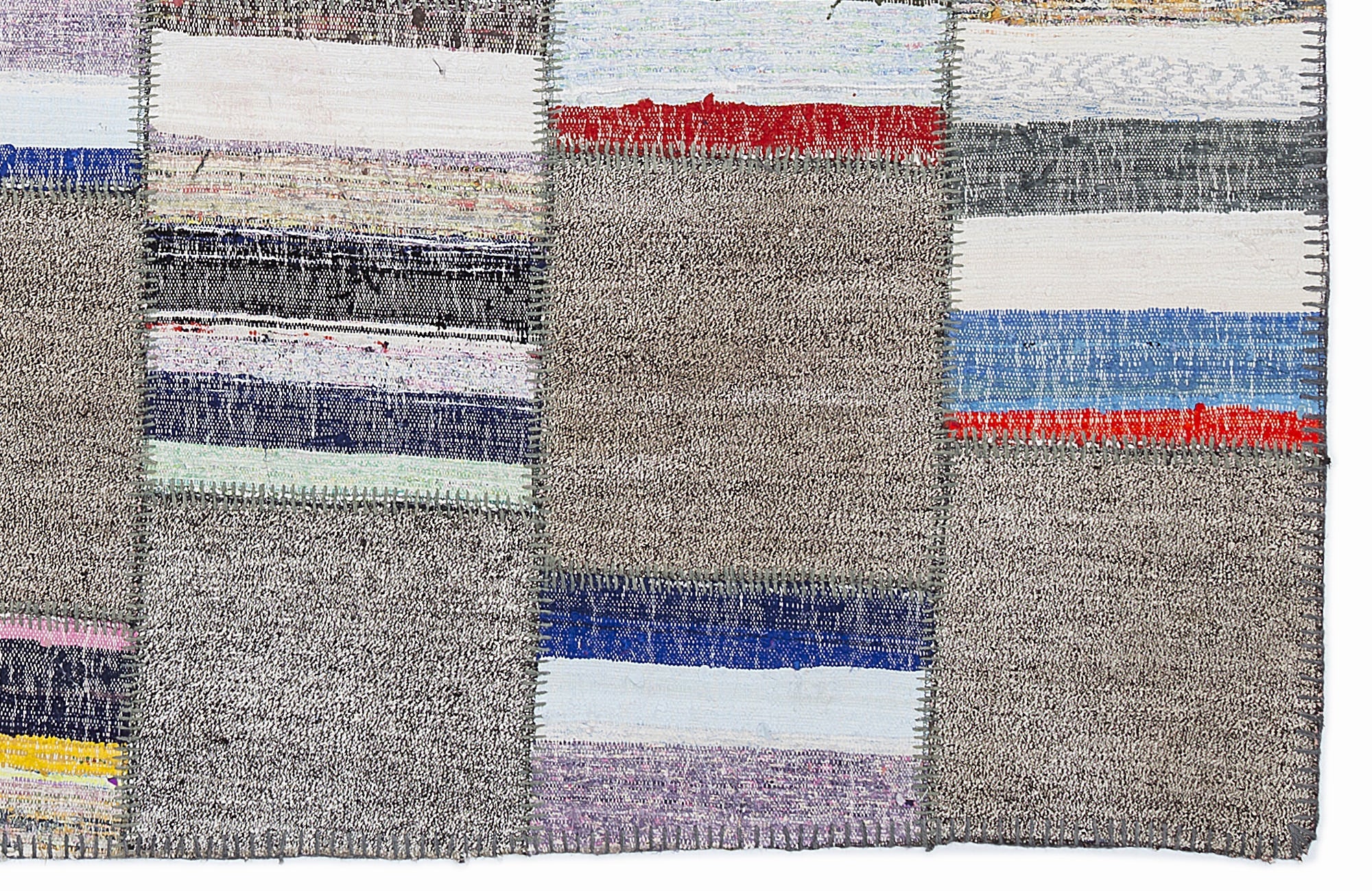 Teselya 1338 Brown Striped Wool Handmade Area Rug 5'3" x 7'7"