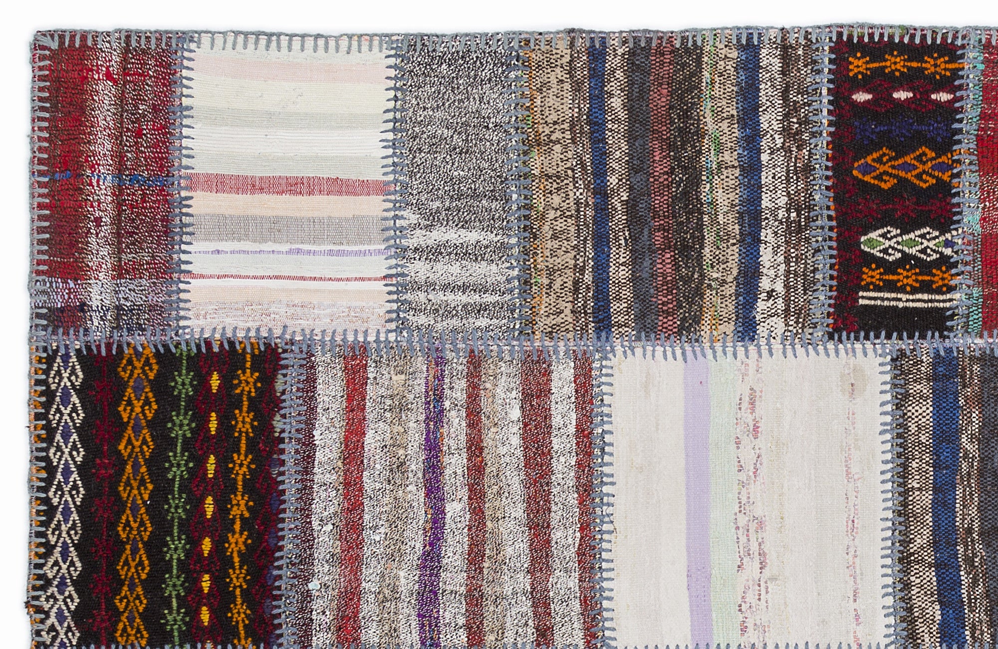 Teselya 1339 Beige Striped Wool Handmade Area Rug 5'3" x 7'7"