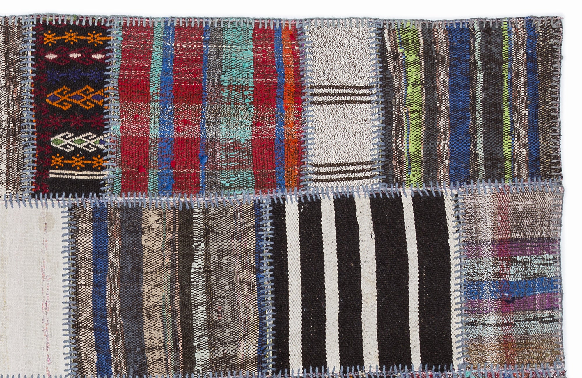 Teselya 1339 Beige Striped Wool Handmade Area Rug 5'3" x 7'7"
