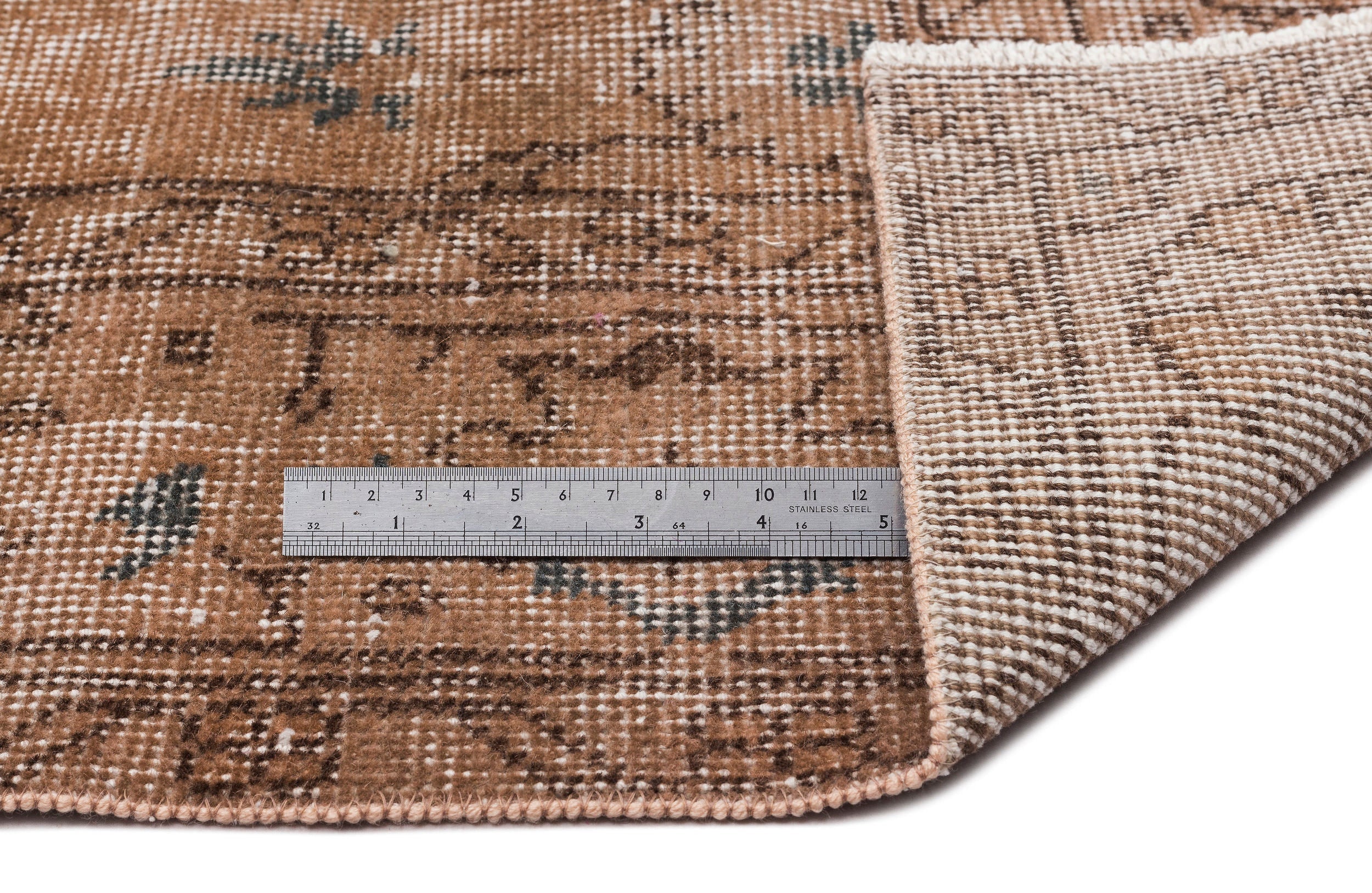 Atina Brown Vintage Wool Handmade Area Rug 5'3" x 8'6"