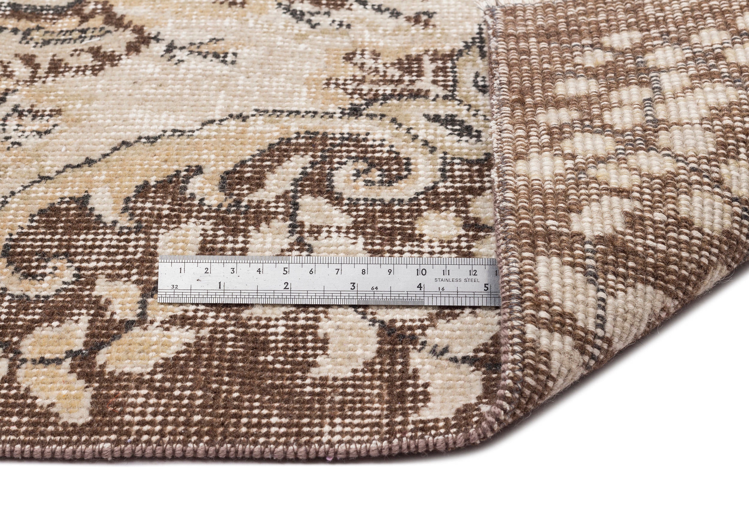Atina Beige Vintage Wool Handmade Area Rug 5'8" x 9'5"