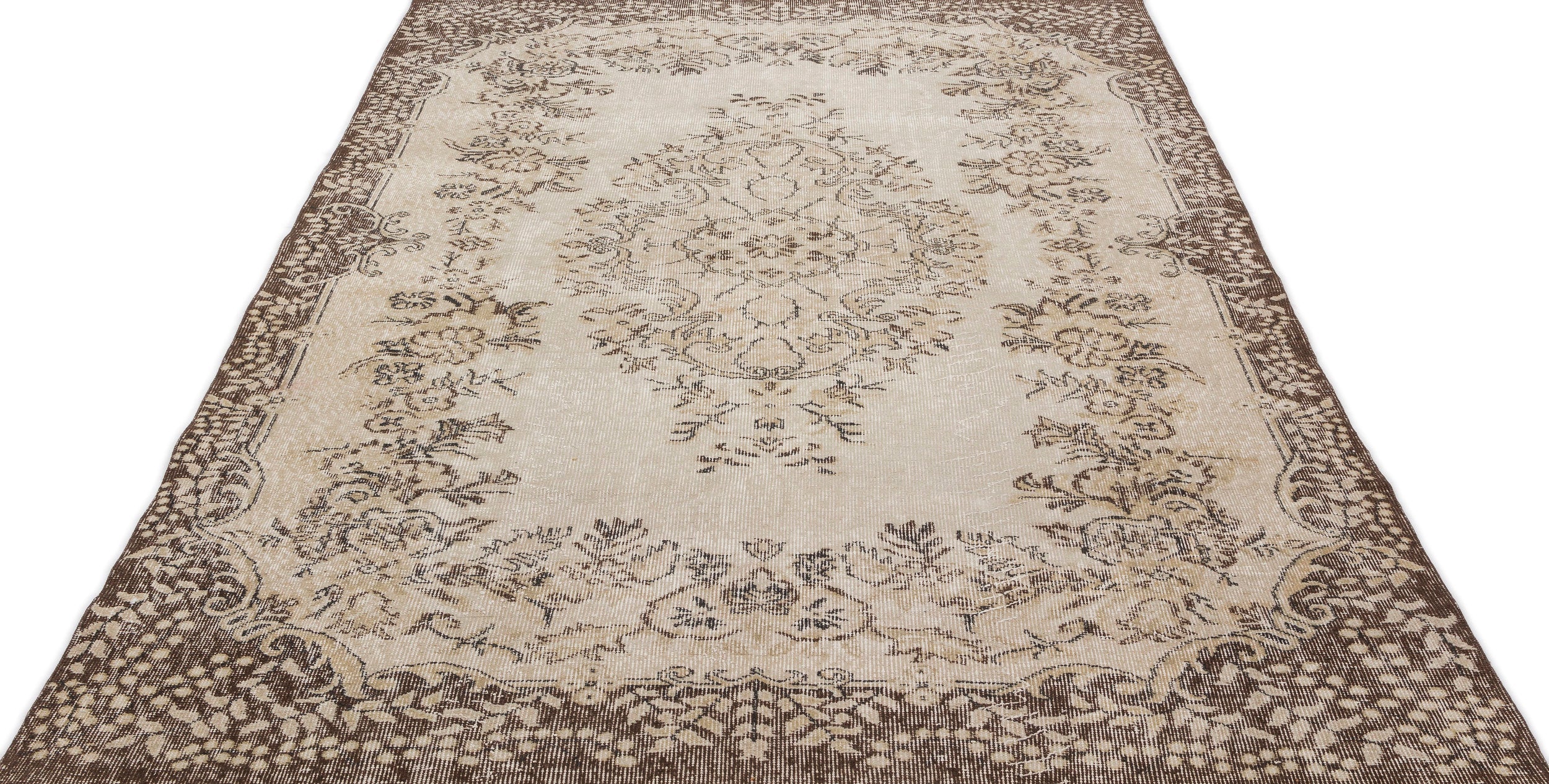 Atina Beige Vintage Wool Handmade Area Rug 5'8" x 9'5"