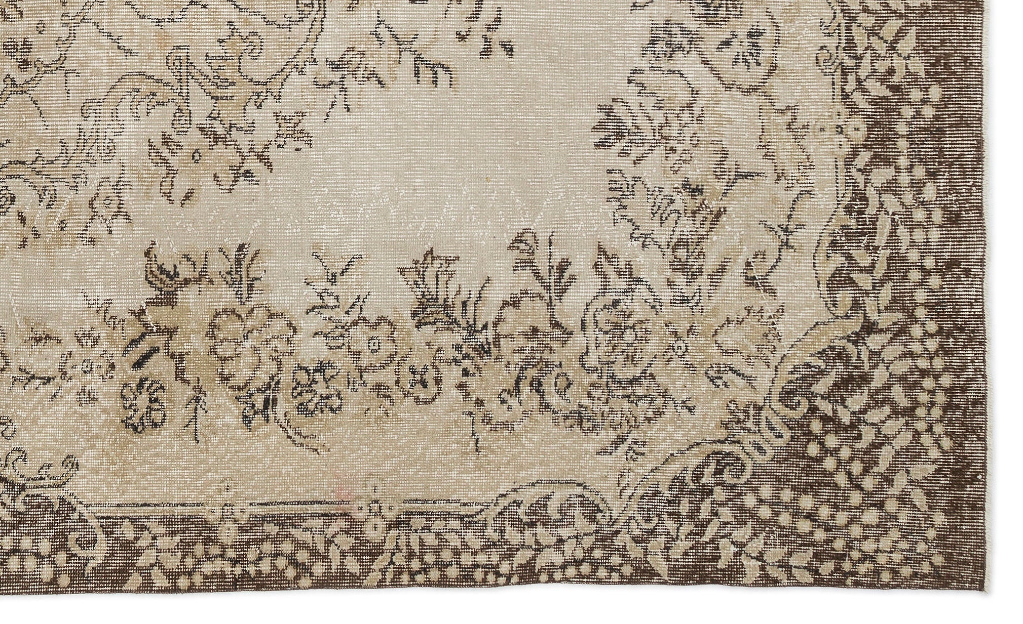 Atina Beige Vintage Wool Handmade Area Rug 5'8" x 9'5"