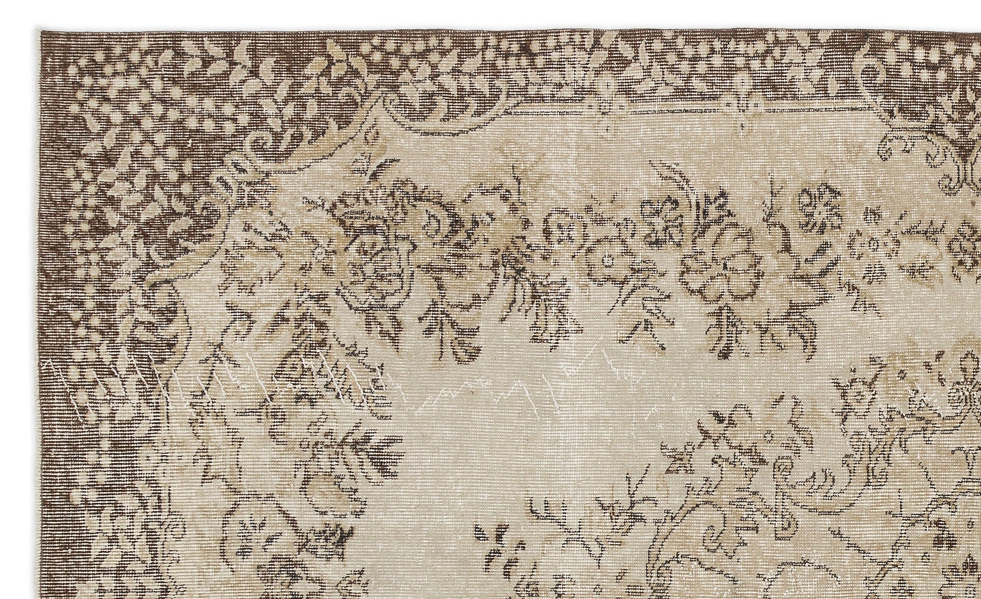 Atina Beige Vintage Wool Handmade Area Rug 5'8" x 9'5"