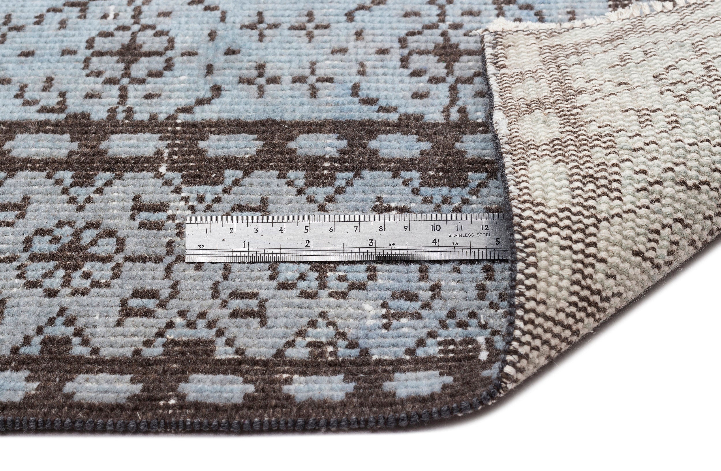 Atina Blue Vintage Wool Handmade Area Rug 4'11" x 8'9"