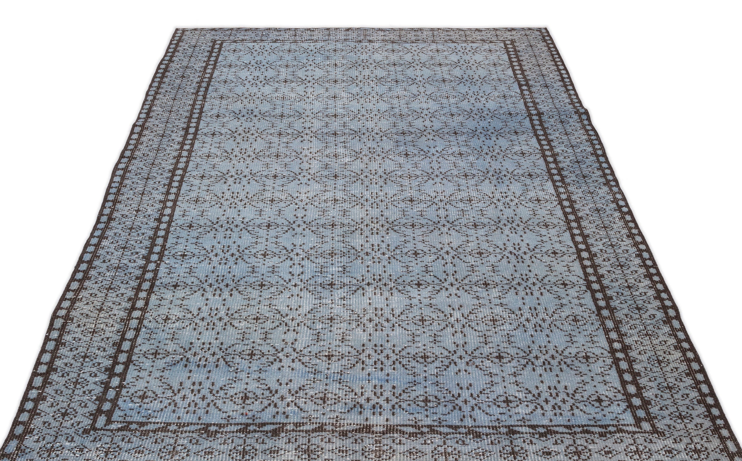 Atina Blue Vintage Wool Handmade Area Rug 4'11" x 8'9"