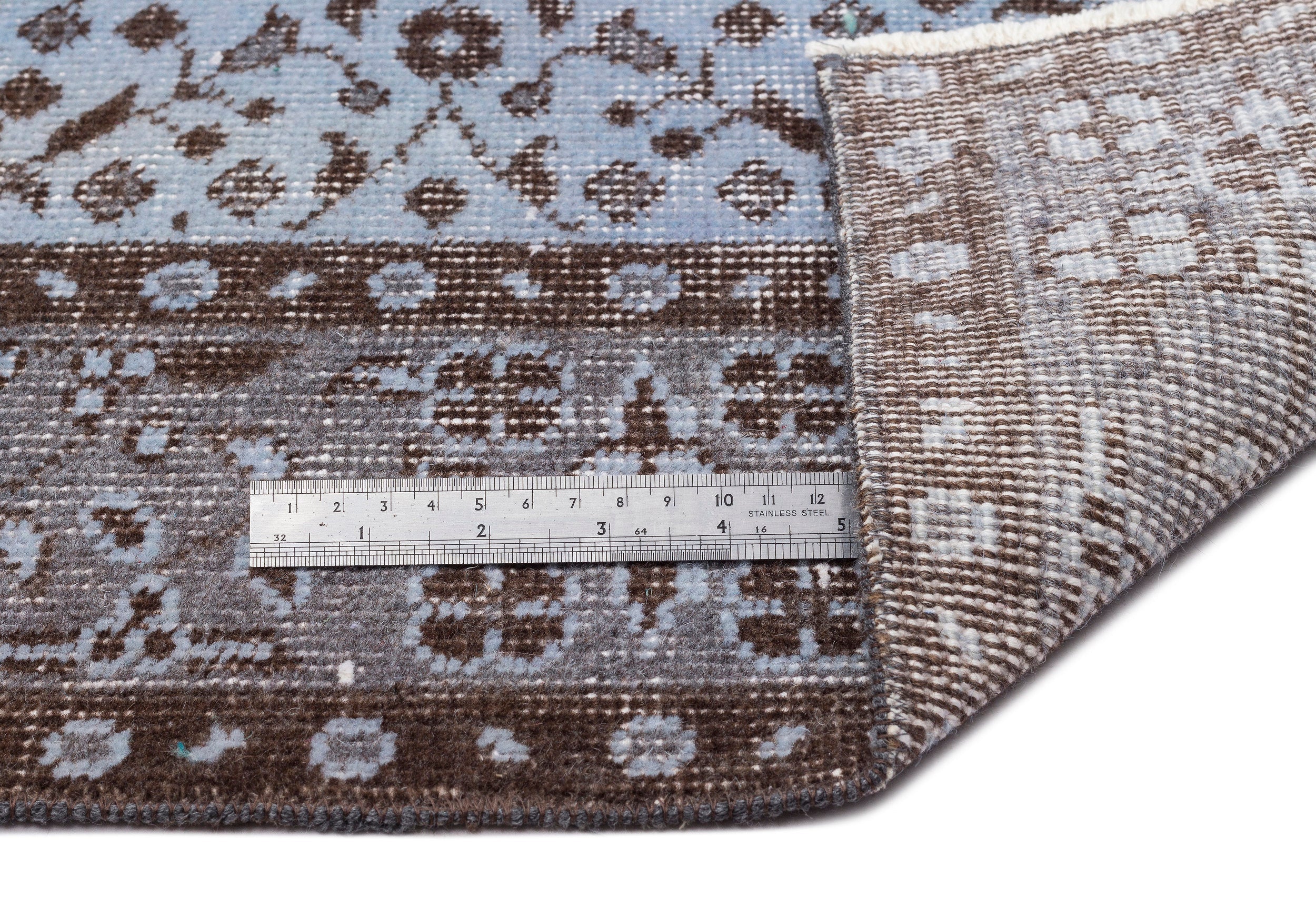 Atina Blue Vintage Wool Handmade Area Rug 5'5" x 9'1"