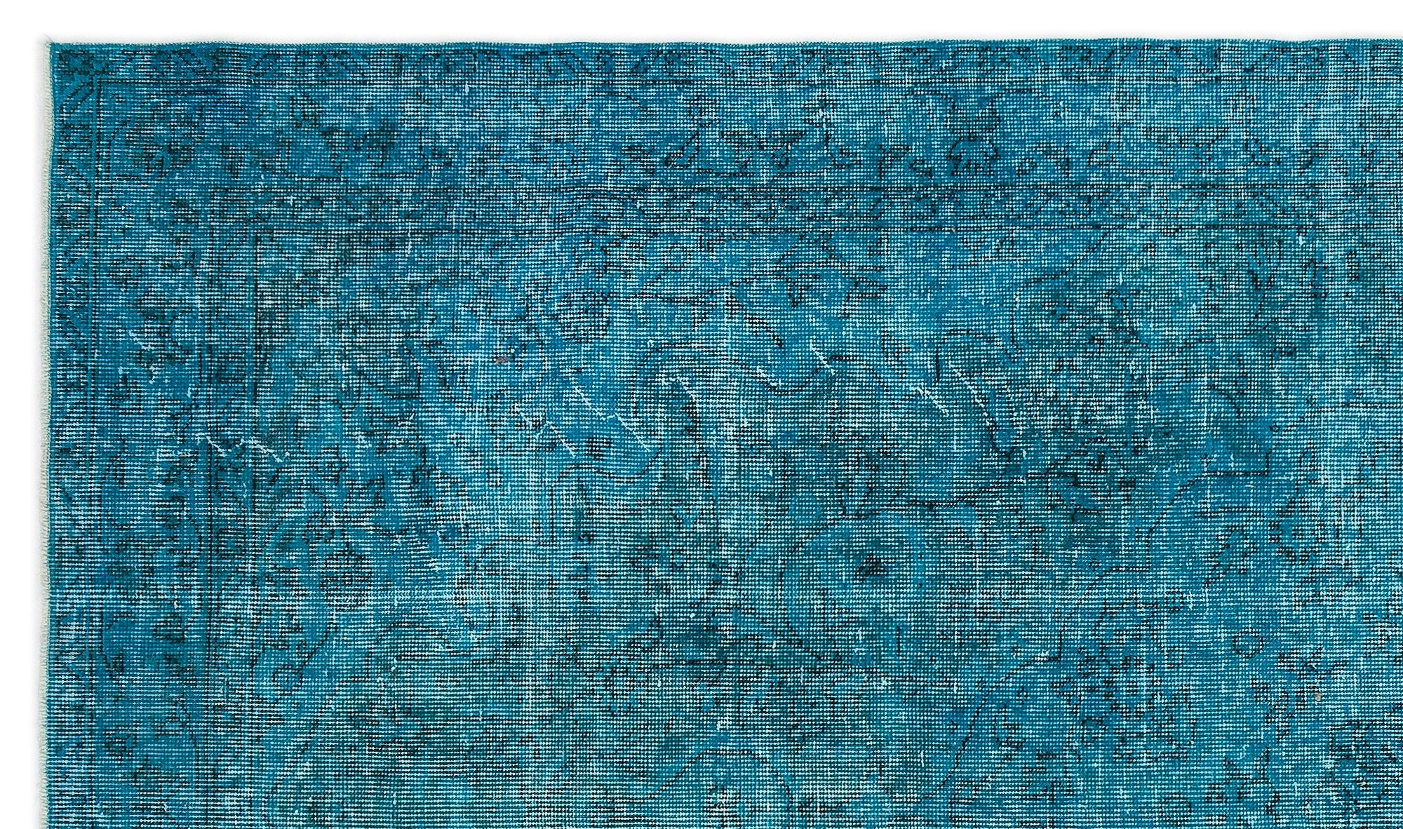 Atina Turquoise Vintage Wool Handmade Area Rug 5'7" x 9'7"