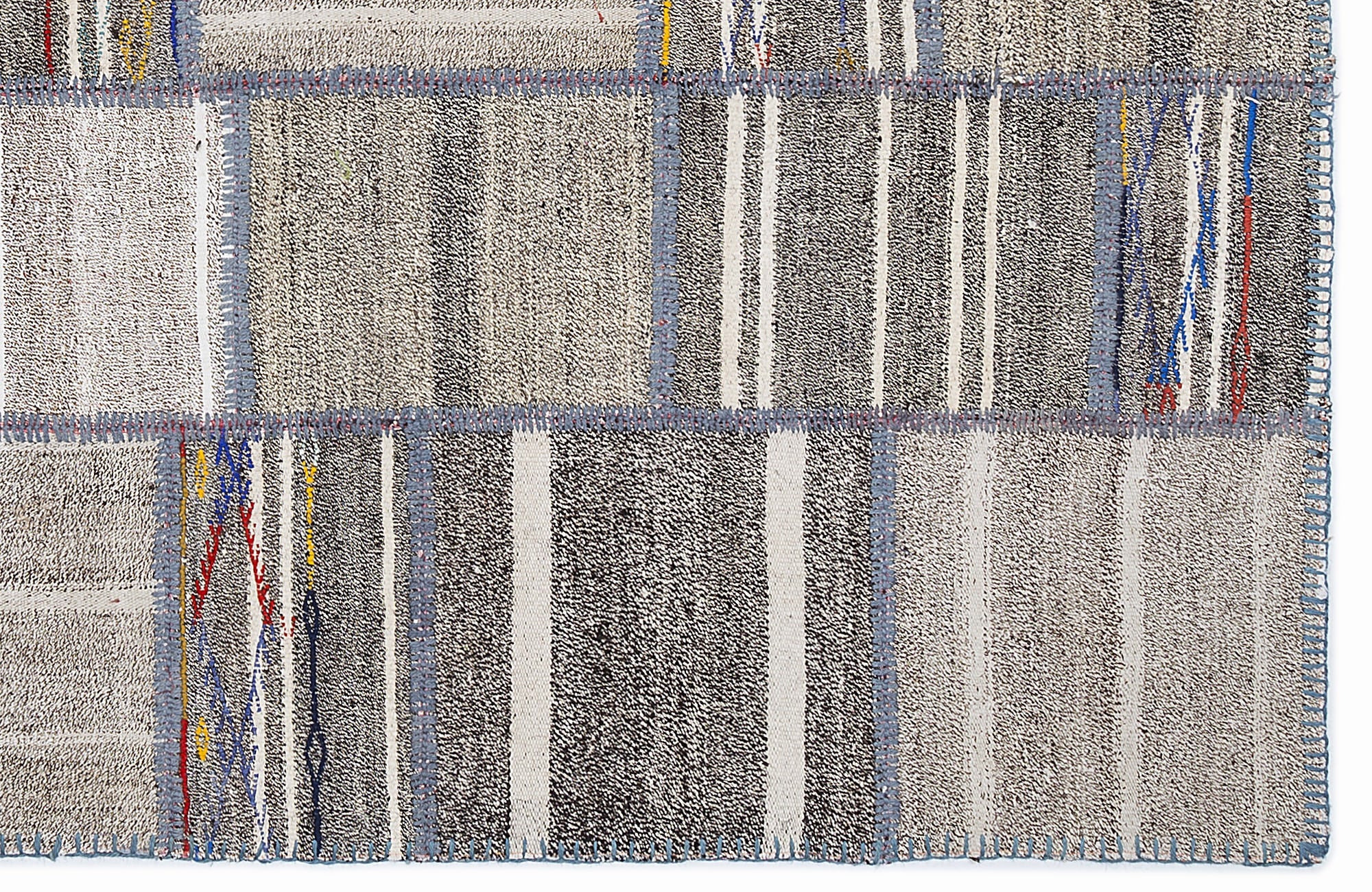 Teselya 1343 Beige Striped Wool Handmade Area Rug 5'3" x 7'7"