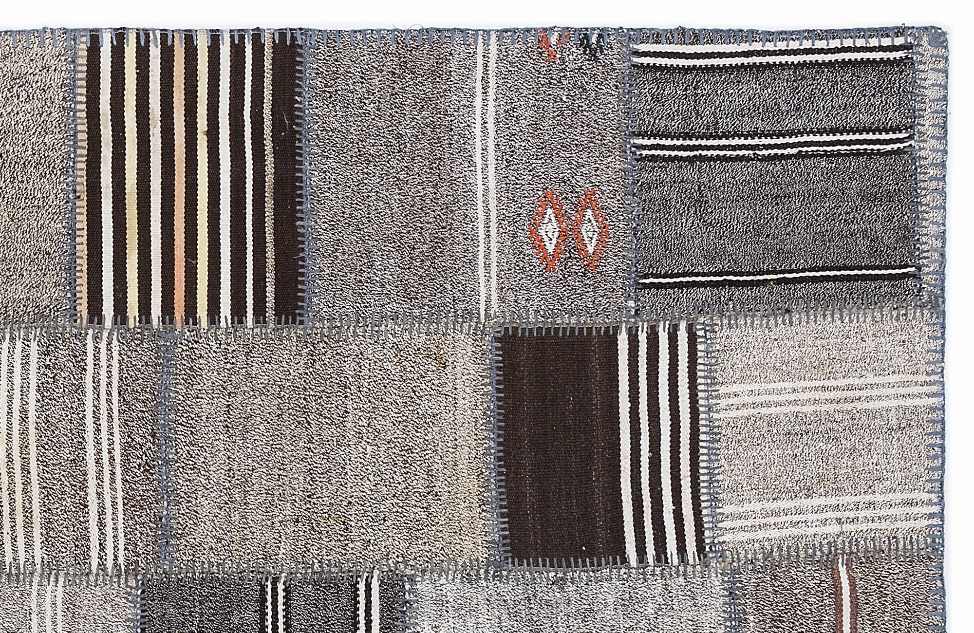 Teselya 1344 Beige Striped Wool Handmade Area Rug 5'3" x 7'7"