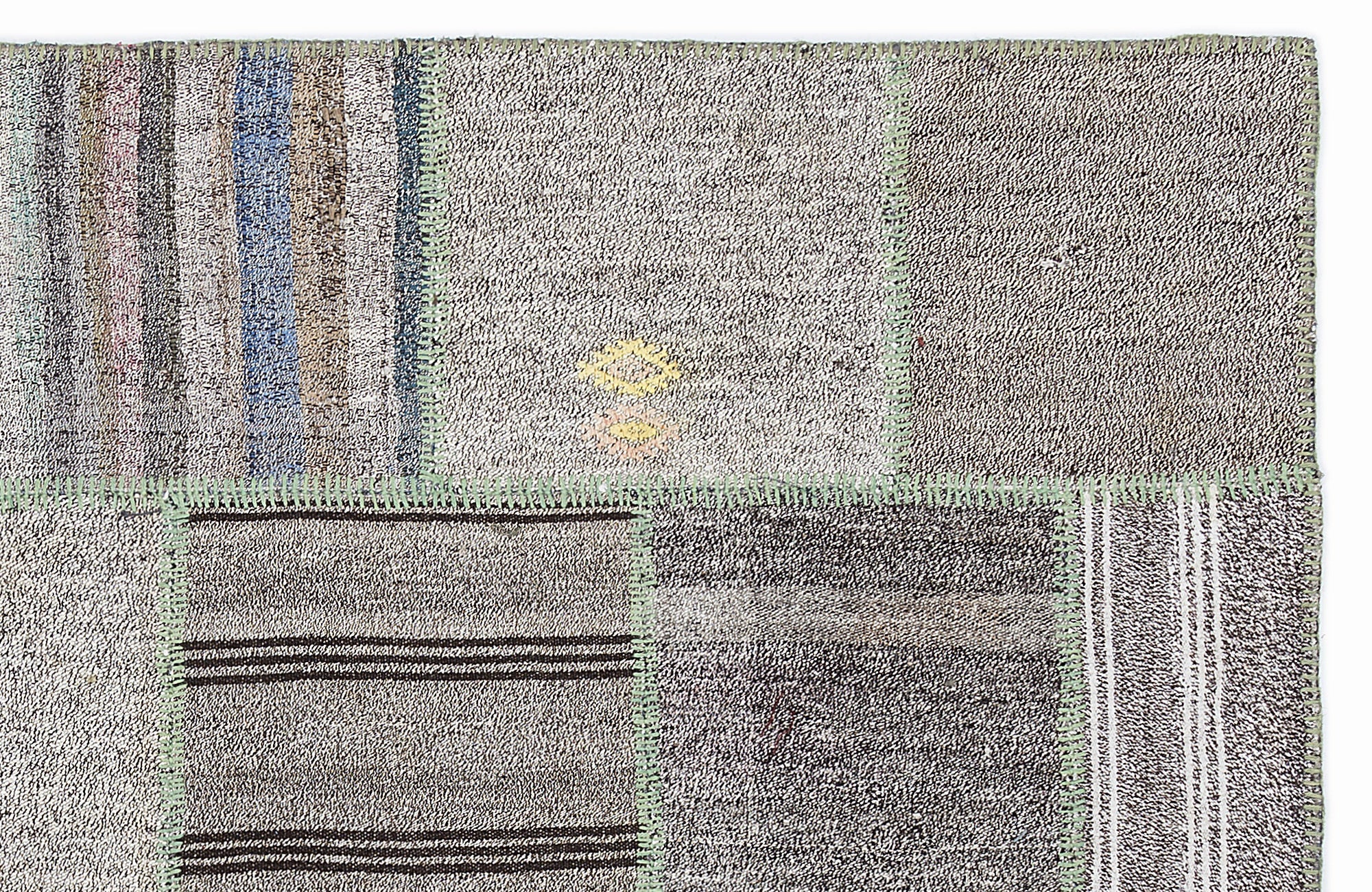 Teselya 1345 Beige Striped Wool Handmade Area Rug 5'3" x 7'7"