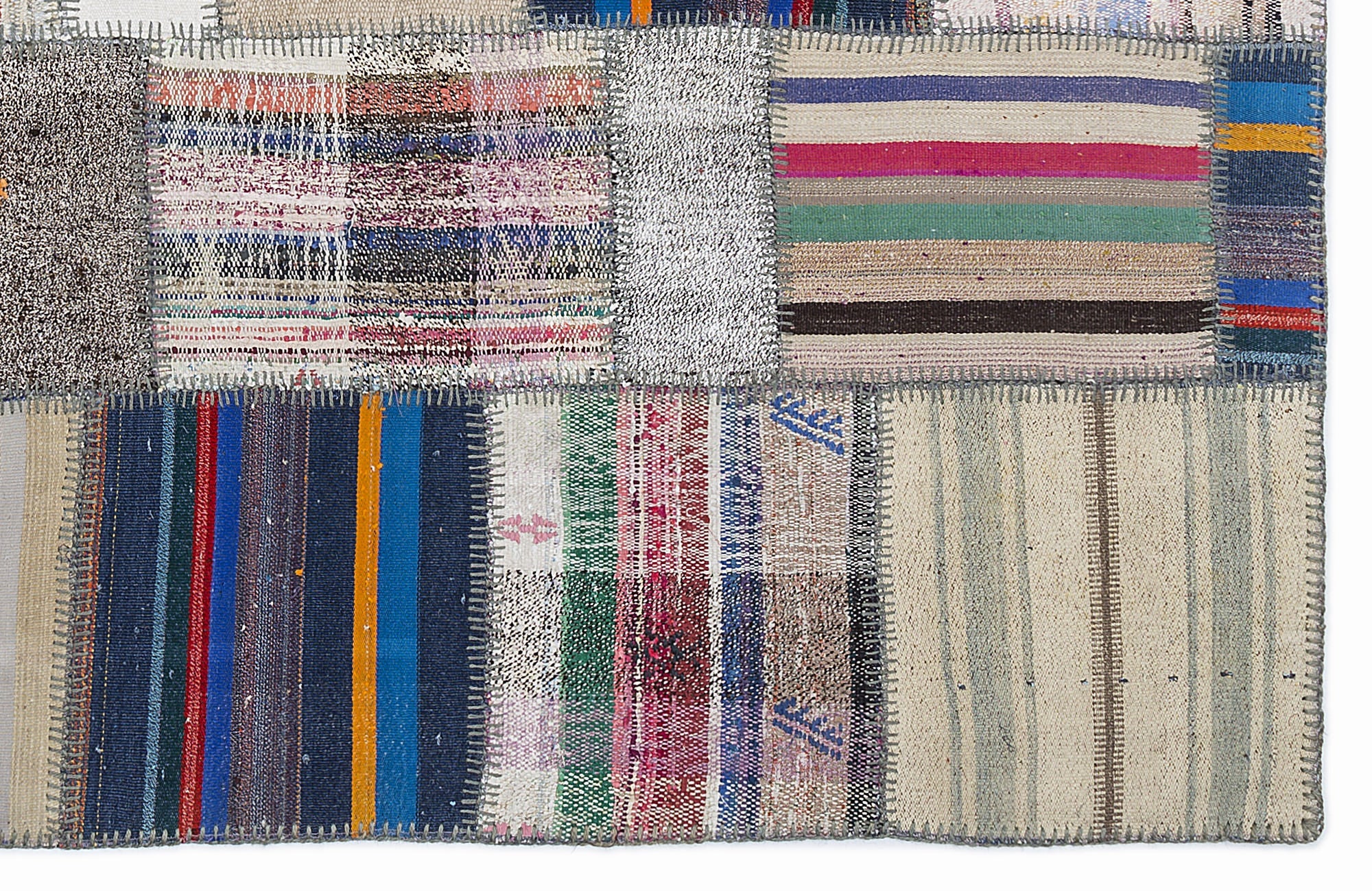 Teselya 1346 Beige Striped Wool Handmade Area Rug 5'3" x 7'7"