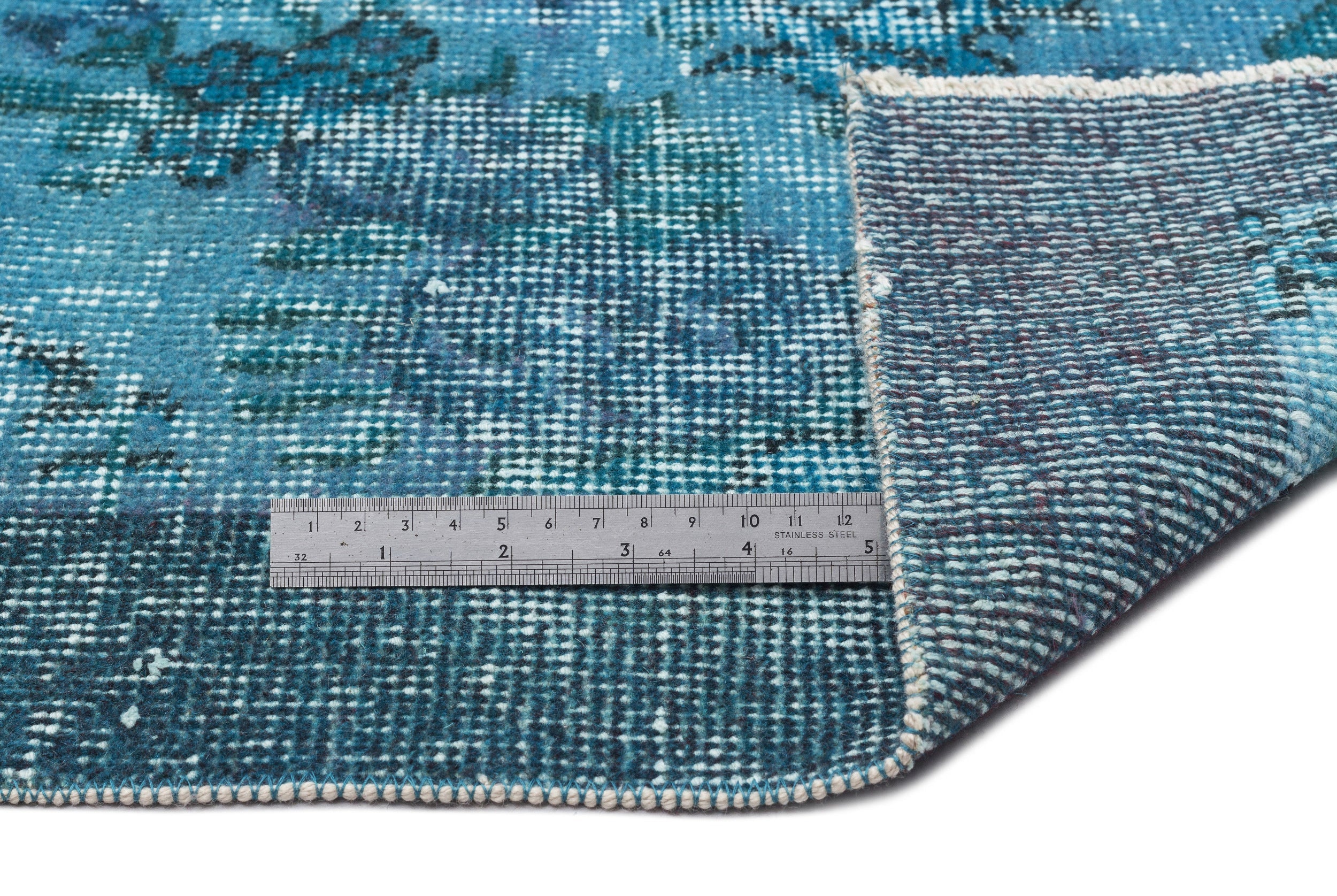 Atina Turquoise Vintage Wool Handmade Area Rug 5'3" x 7'9"