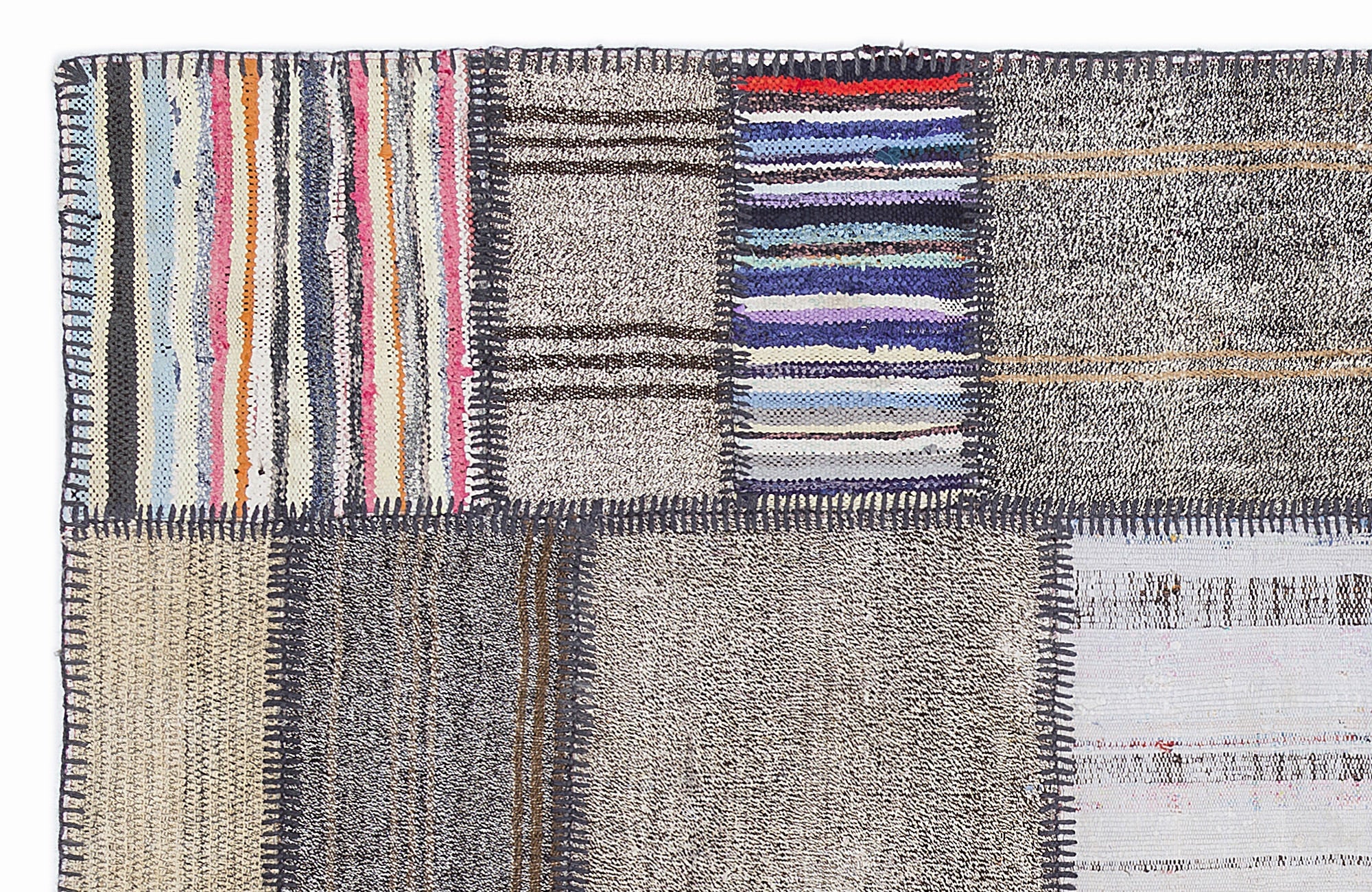 Teselya 1348 Brown Striped Wool Handmade Area Rug 5'3" x 7'7"