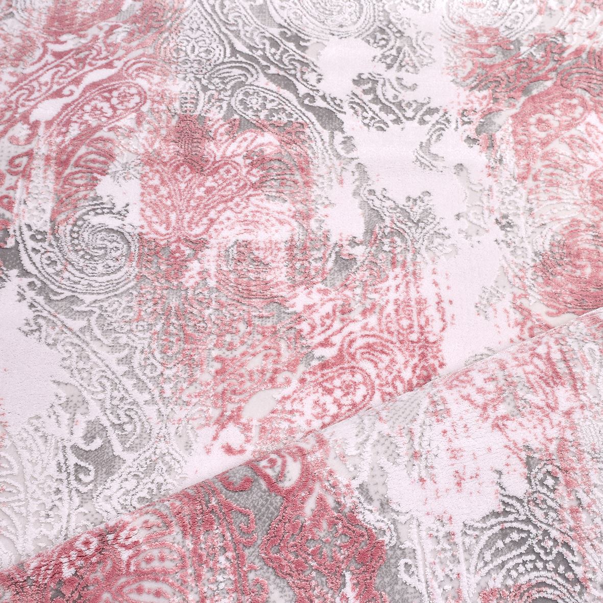 Pink Bamboo Area Rug - Modern Machine Made Rug with Overlocked Edge