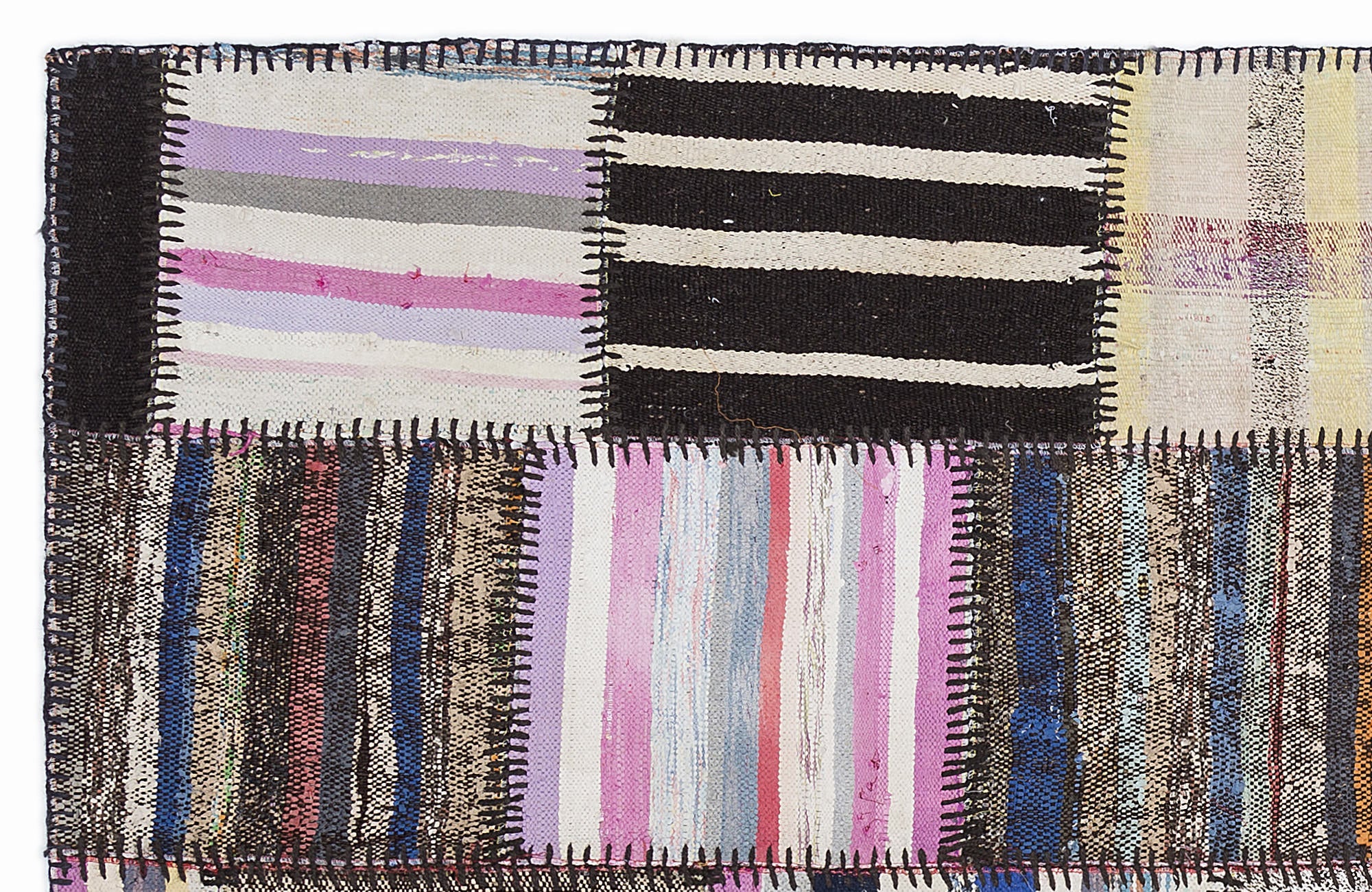 Teselya 1350 Beige Striped Wool Handmade Area Rug 5'3" x 7'7"