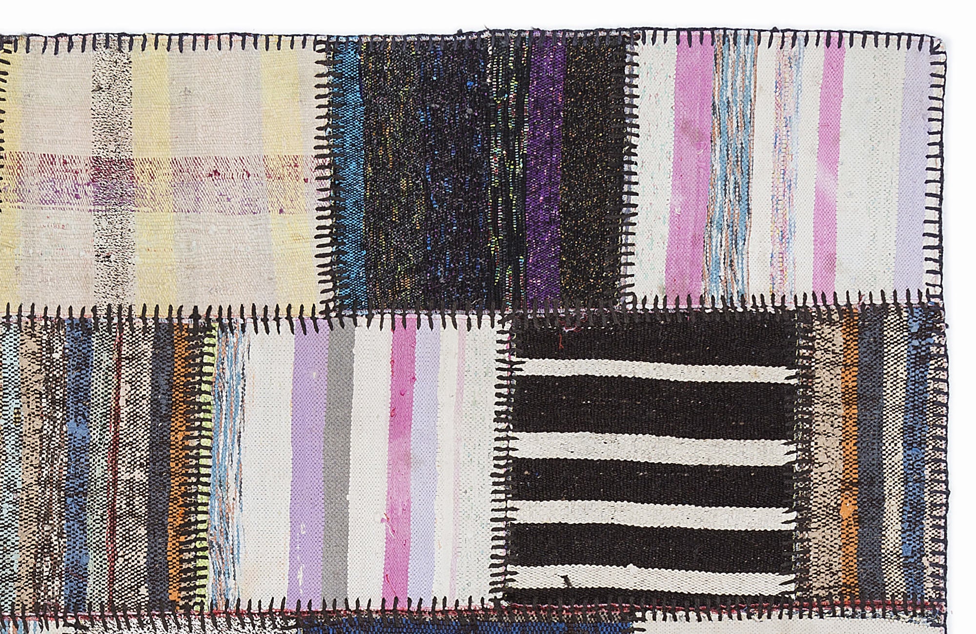 Teselya 1350 Beige Striped Wool Handmade Area Rug 5'3" x 7'7"