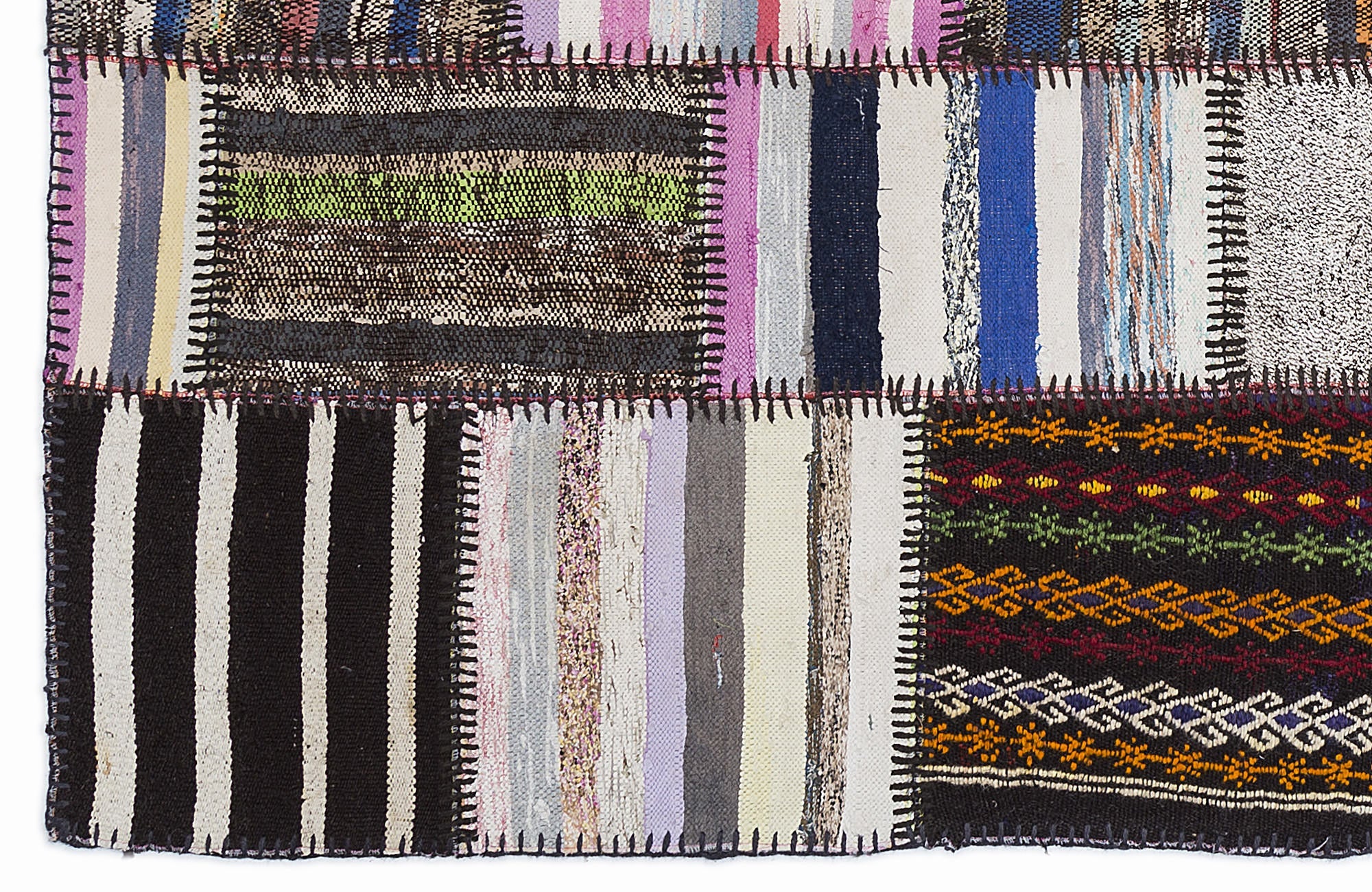 Teselya 1350 Beige Striped Wool Handmade Area Rug 5'3" x 7'7"