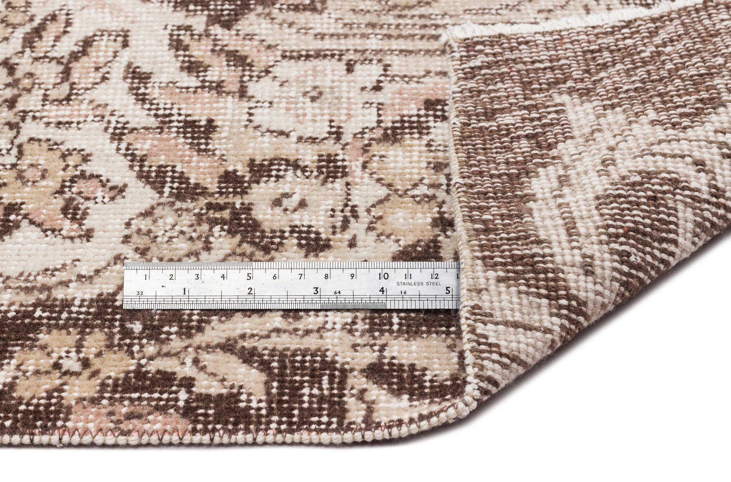 Atina Beige Vintage Wool Handmade Area Rug 5'9" x 8'4"
