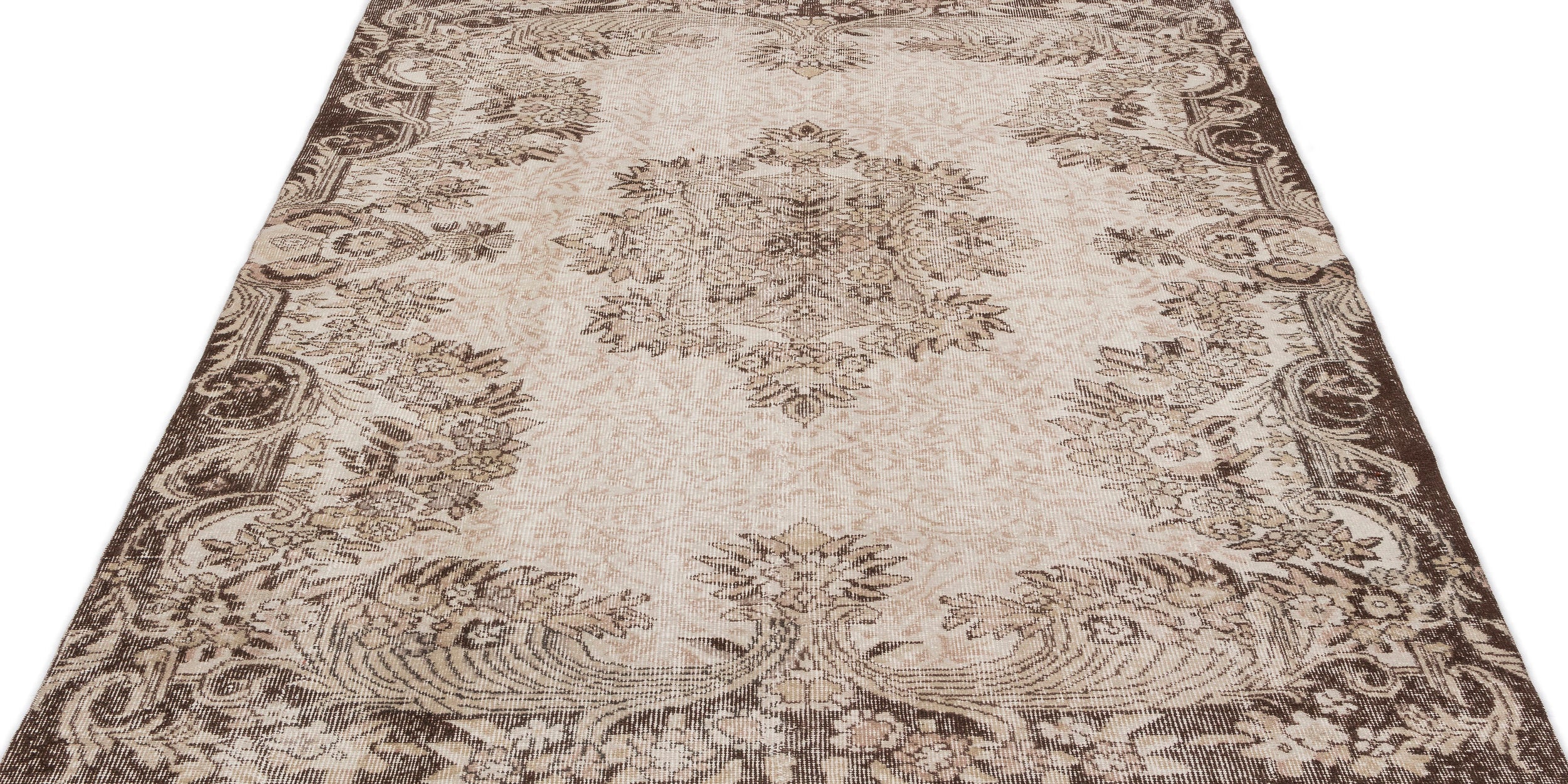 Atina Beige Vintage Wool Handmade Area Rug 5'9" x 8'4"