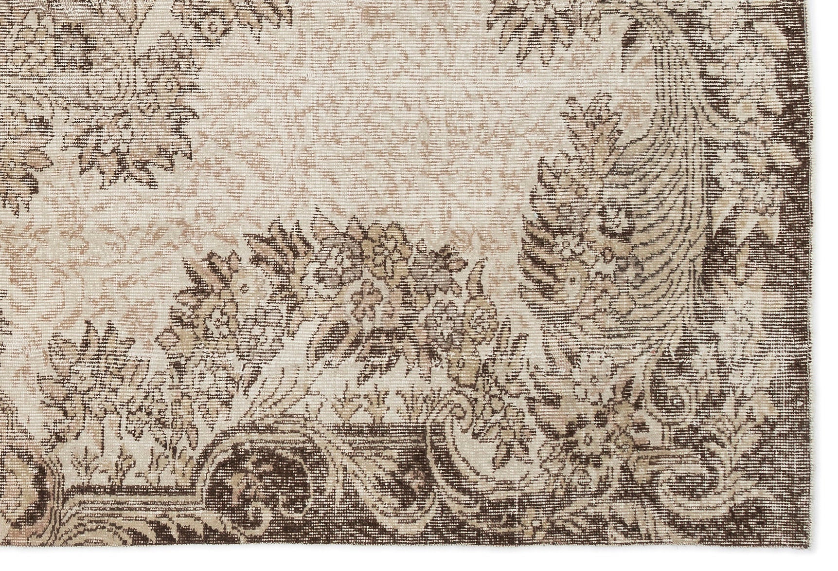 Atina Beige Vintage Wool Handmade Area Rug 5'9" x 8'4"