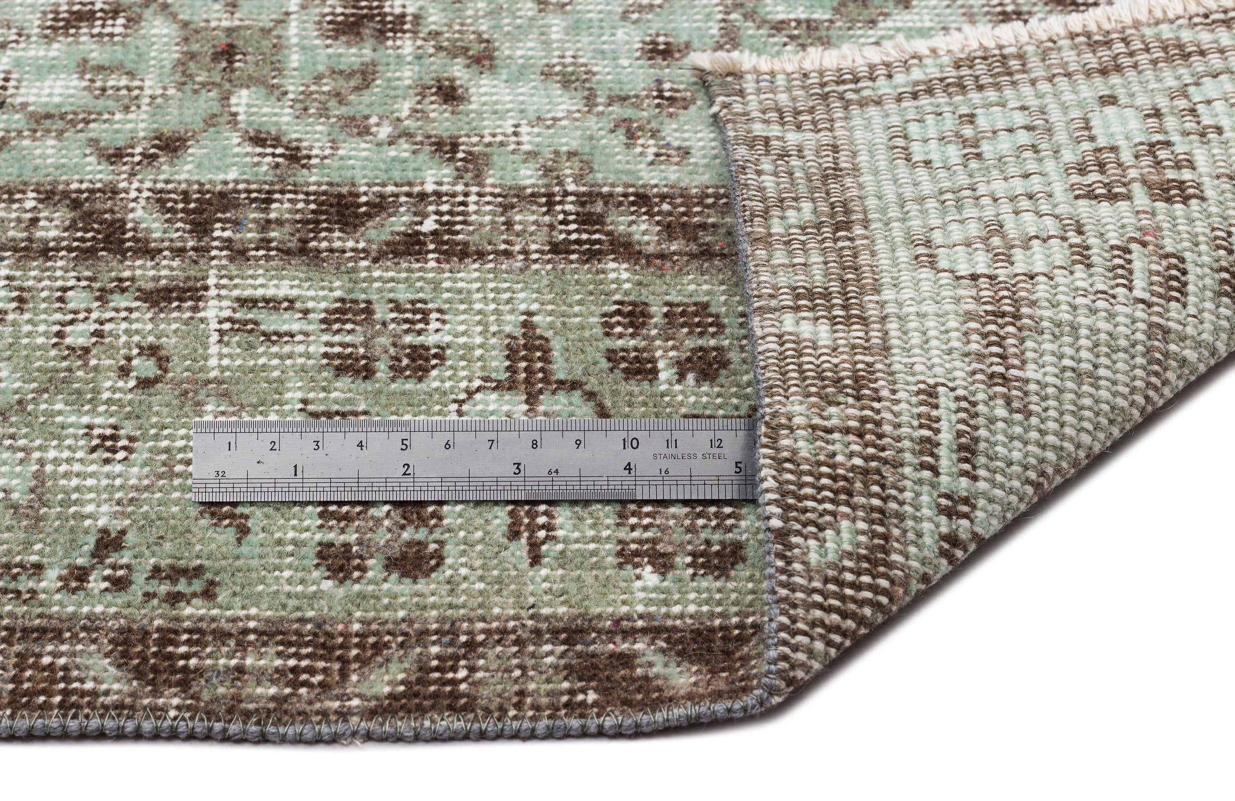Atina Green Vintage Wool Handmade Area Rug 5'5" x 9'0"
