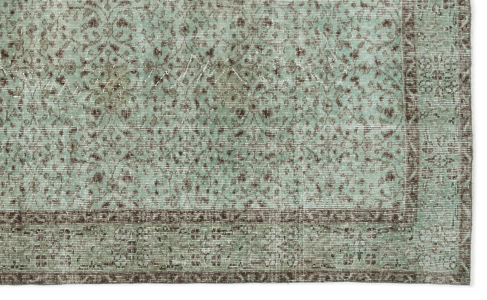 Atina Green Vintage Wool Handmade Area Rug 5'5" x 9'0"
