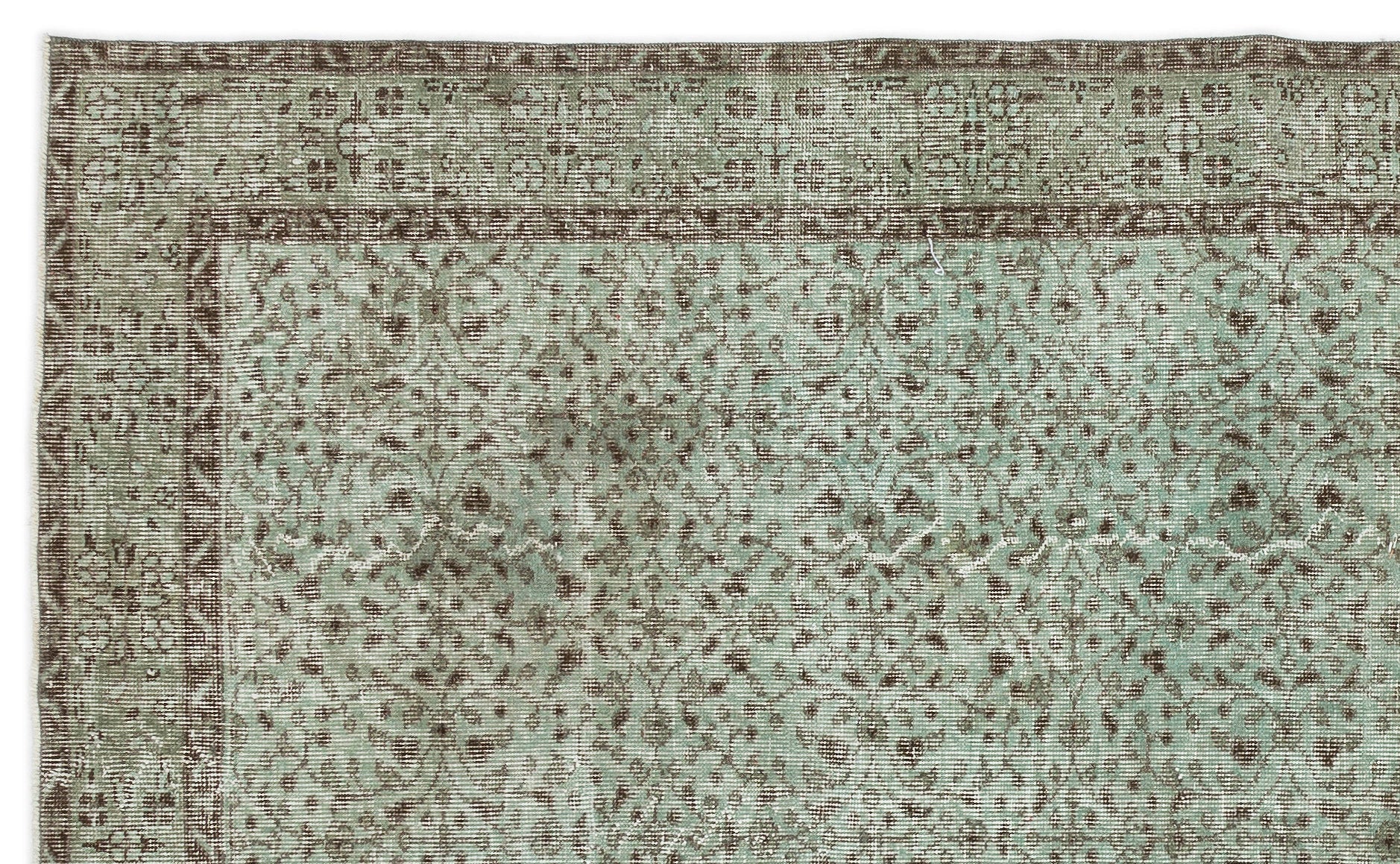 Atina Green Vintage Wool Handmade Area Rug 5'5" x 9'0"