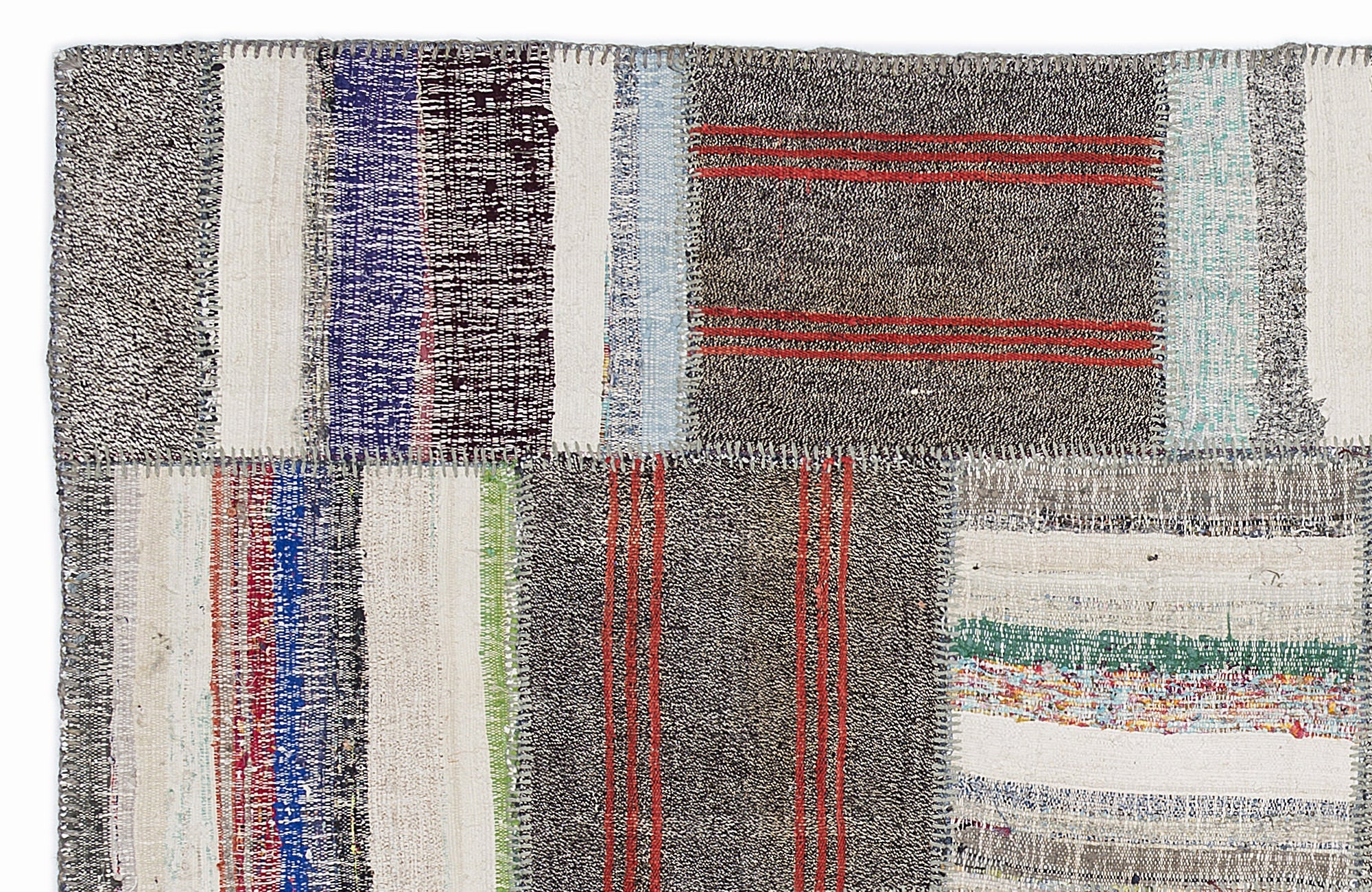 Teselya 1351 Brown Striped Wool Handmade Area Rug 5'3" x 7'7"