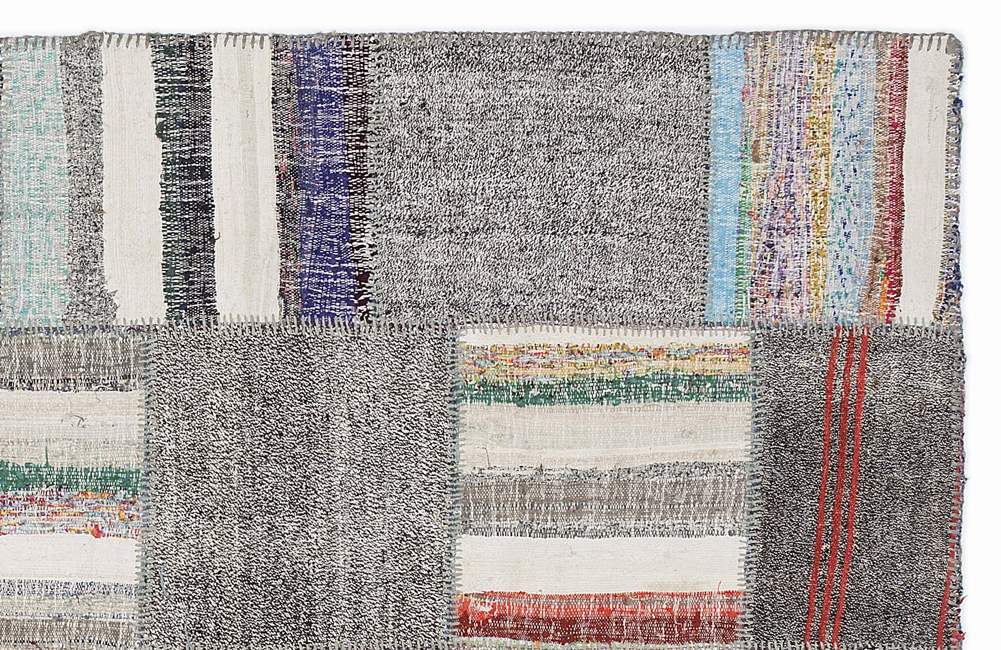 Teselya 1351 Brown Striped Wool Handmade Area Rug 5'3" x 7'7"