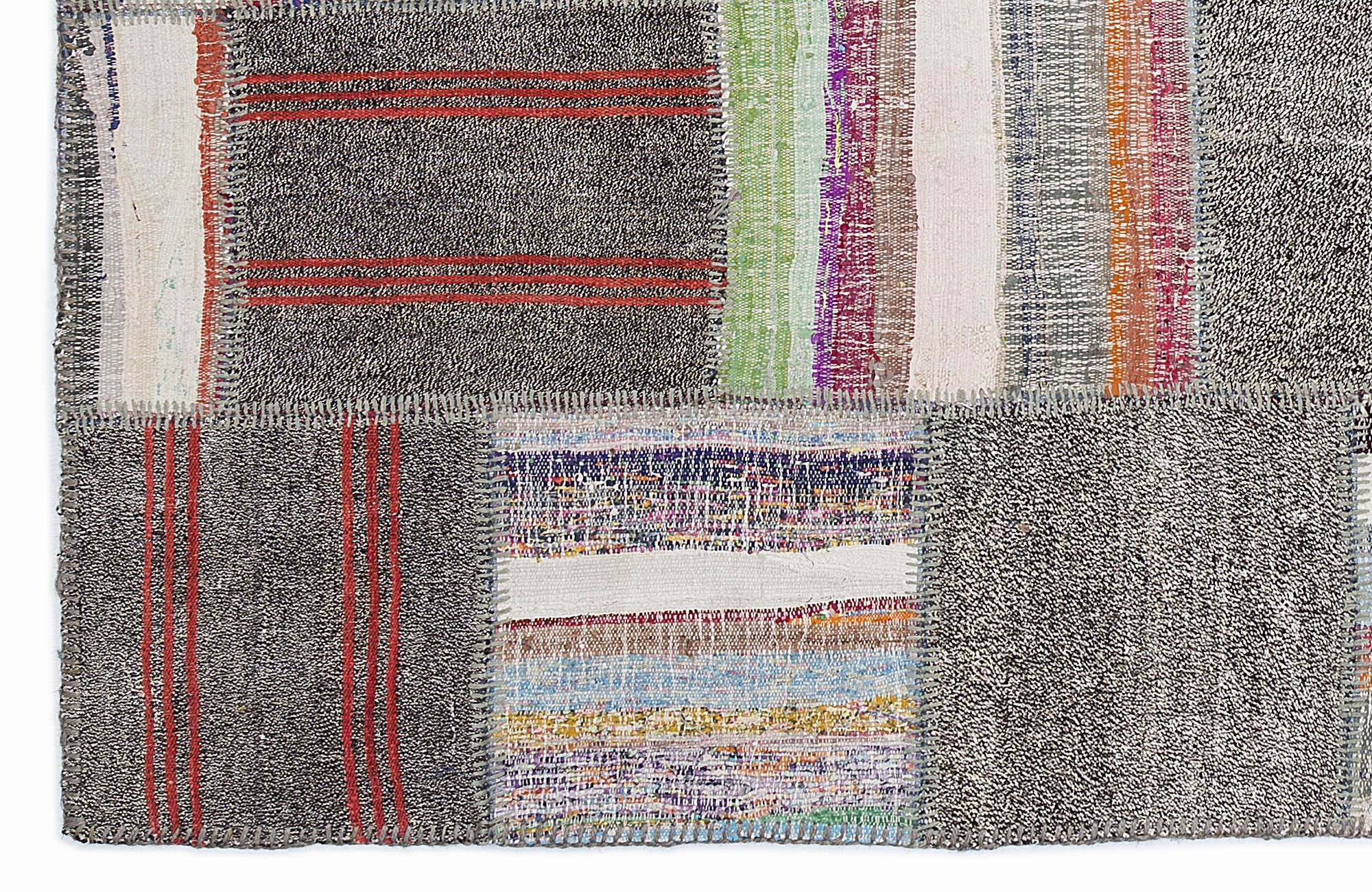 Teselya 1351 Brown Striped Wool Handmade Area Rug 5'3" x 7'7"