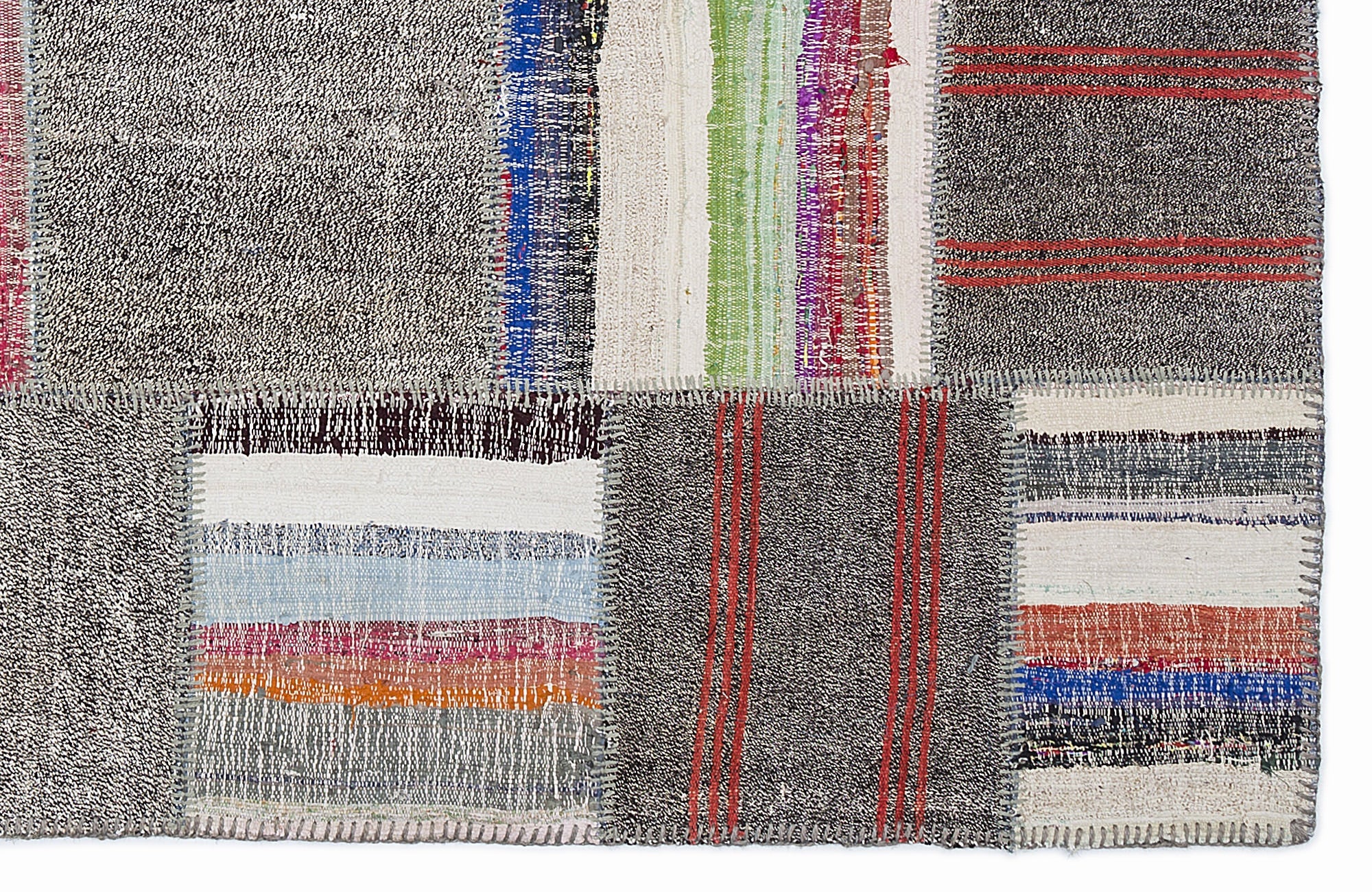 Teselya 1351 Brown Striped Wool Handmade Area Rug 5'3" x 7'7"