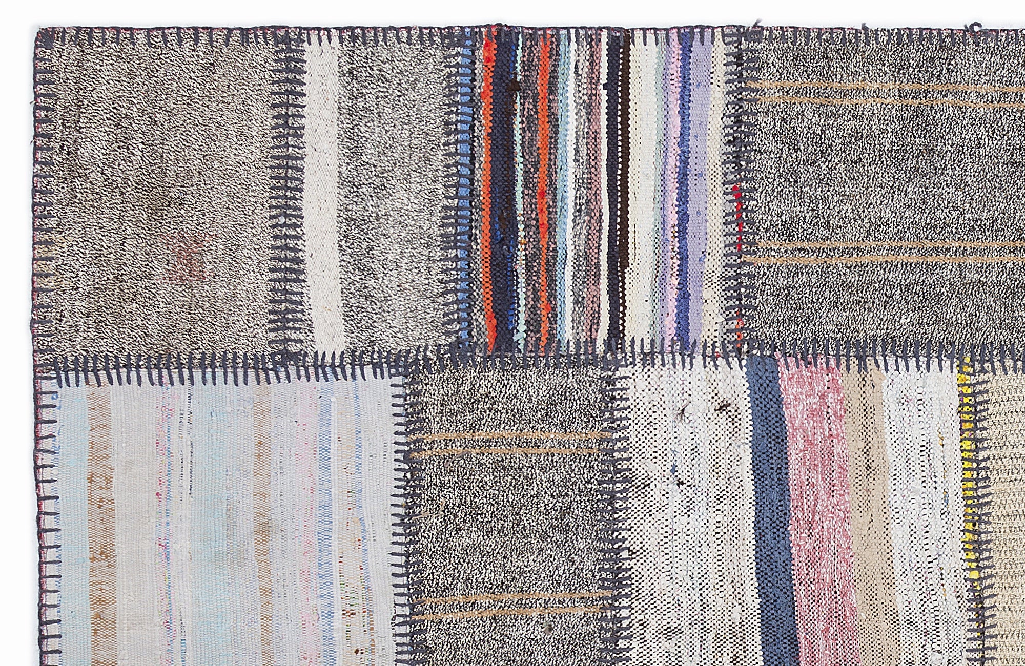 Teselya 1353 Beige Striped Wool Handmade Area Rug 5'3" x 7'7"