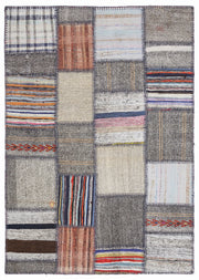 Teselya 1353 Beige Striped Wool Handmade Area Rug 5'3" x 7'7"