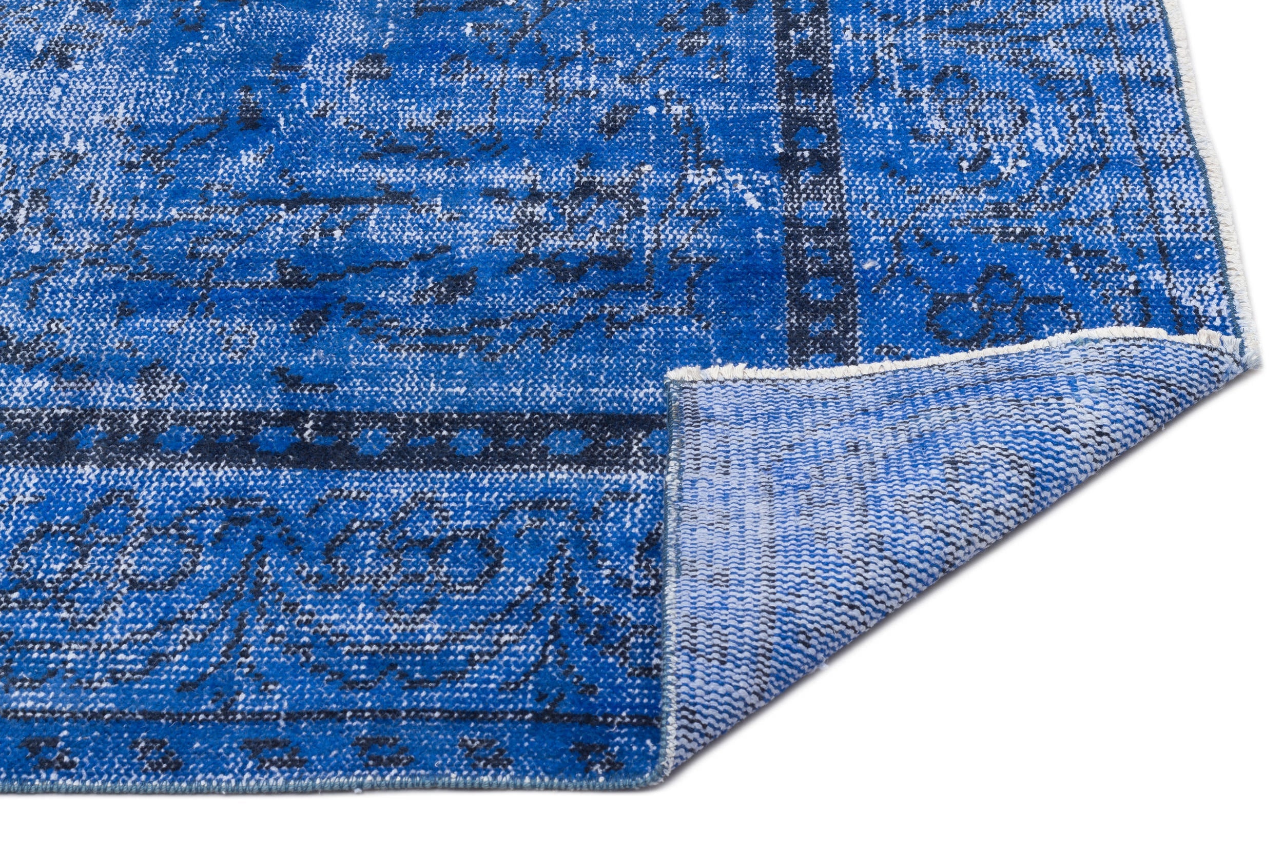 Atina Blue Vintage Wool Handmade Area Rug 5'10" x 9'5"