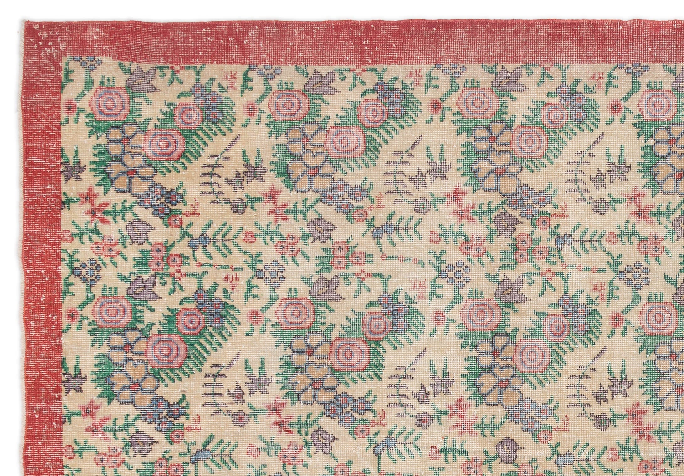 Atina Beige Vintage Wool Handmade Area Rug 7'1" x 10'2"