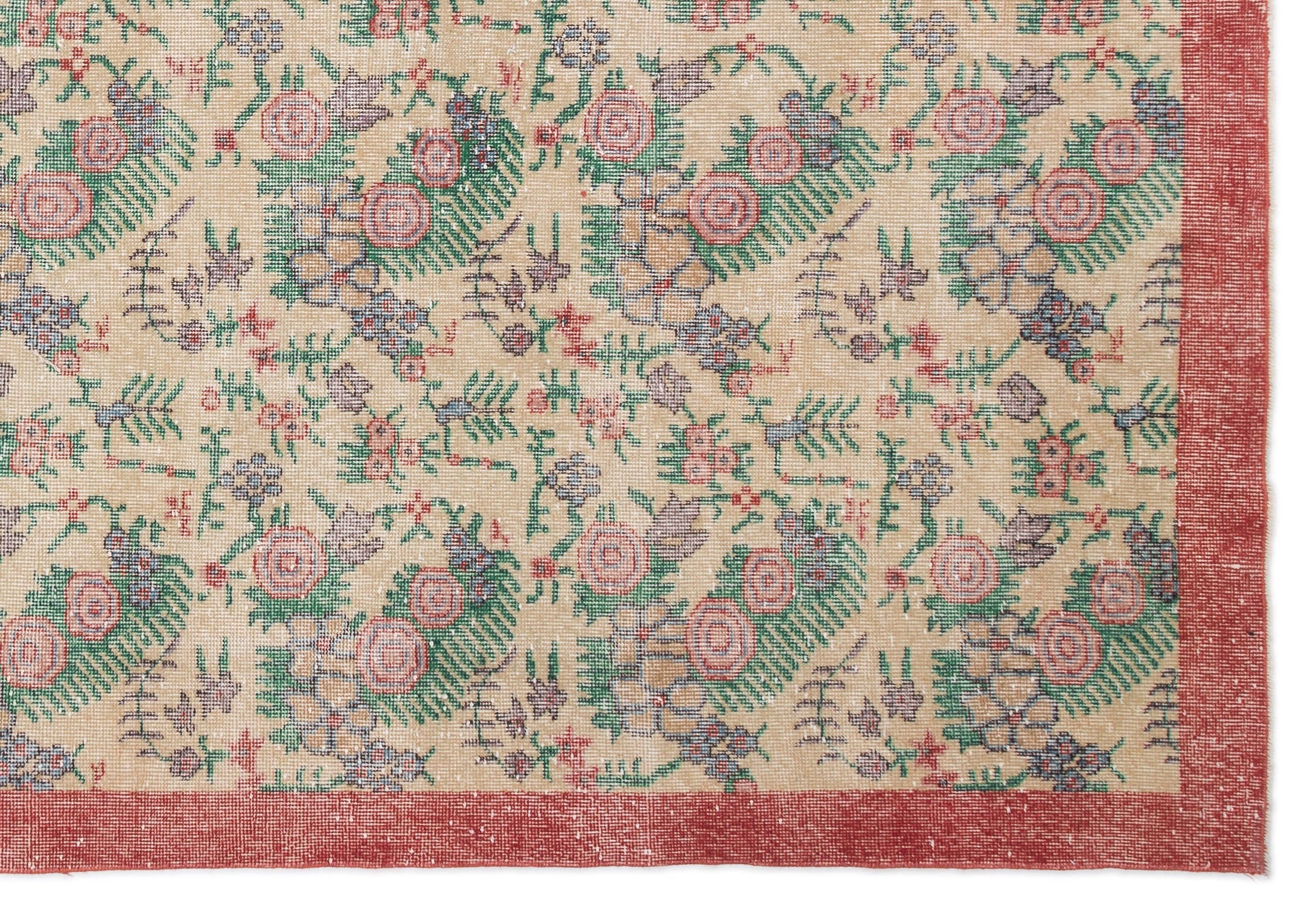 Atina Beige Vintage Wool Handmade Area Rug 7'1" x 10'2"