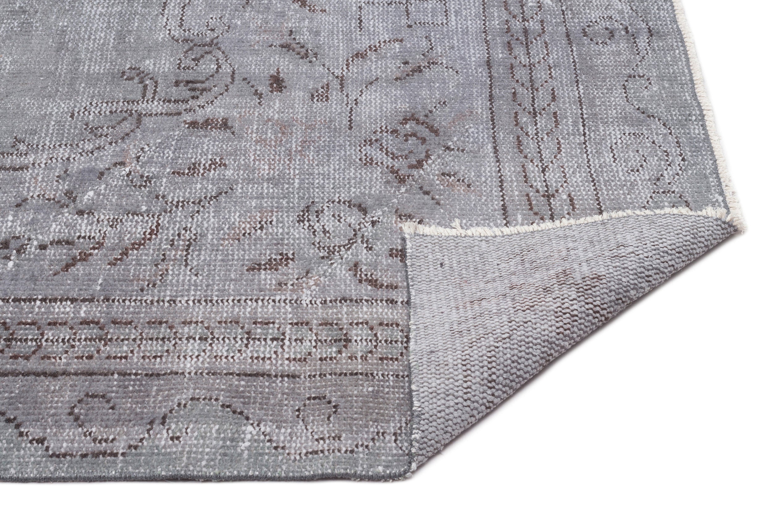 Atina Grey Vintage Wool Handmade Area Rug 6'0" x 9'9"