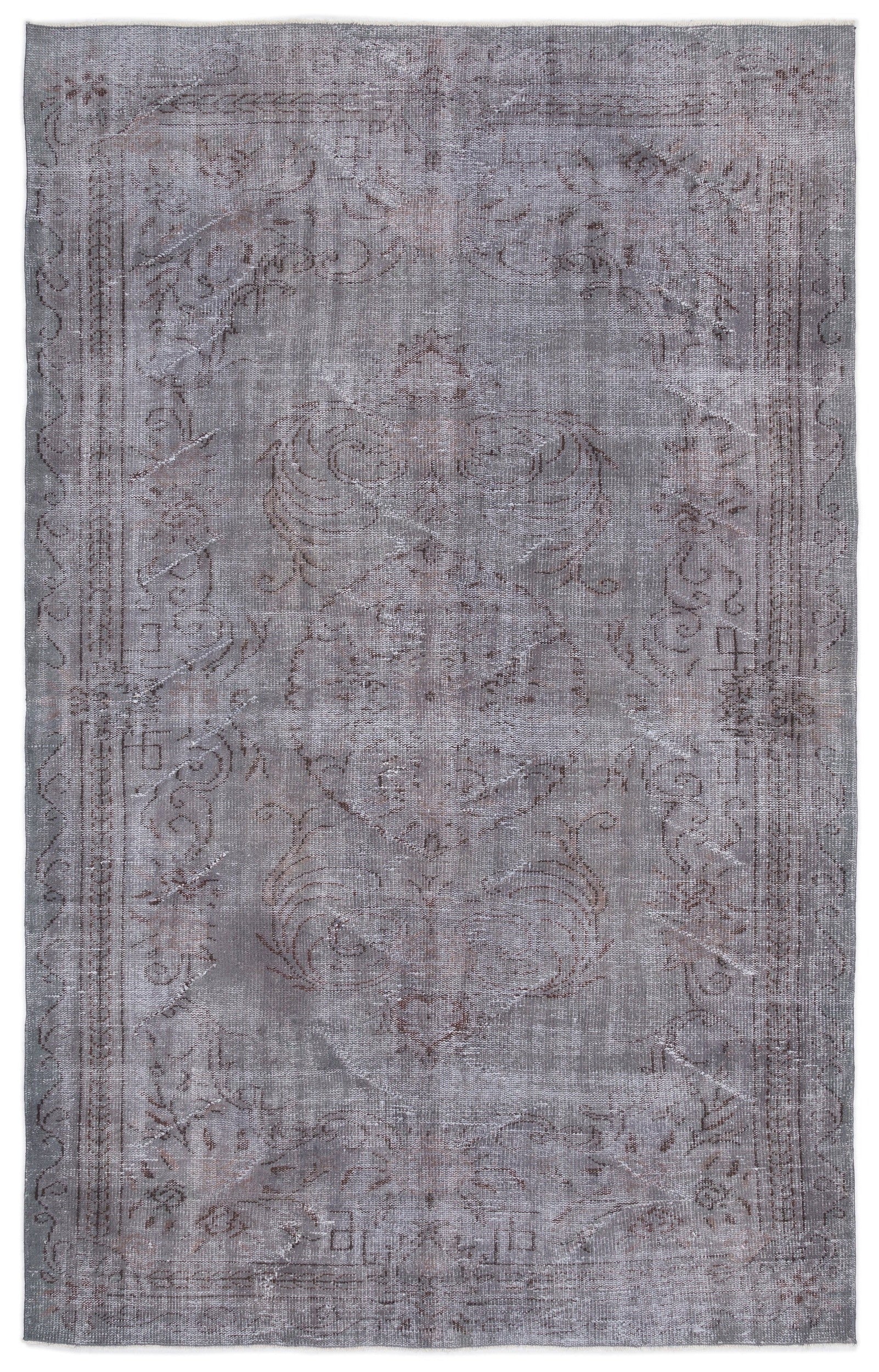 Atina Grey Vintage Wool Handmade Area Rug 6'0" x 9'9"