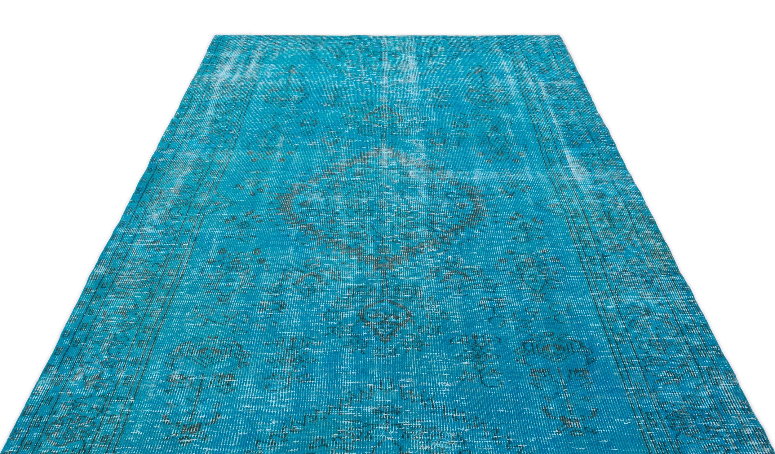 Atina Turquoise Vintage Wool Handmade Area Rug 5'10" x 9'6"