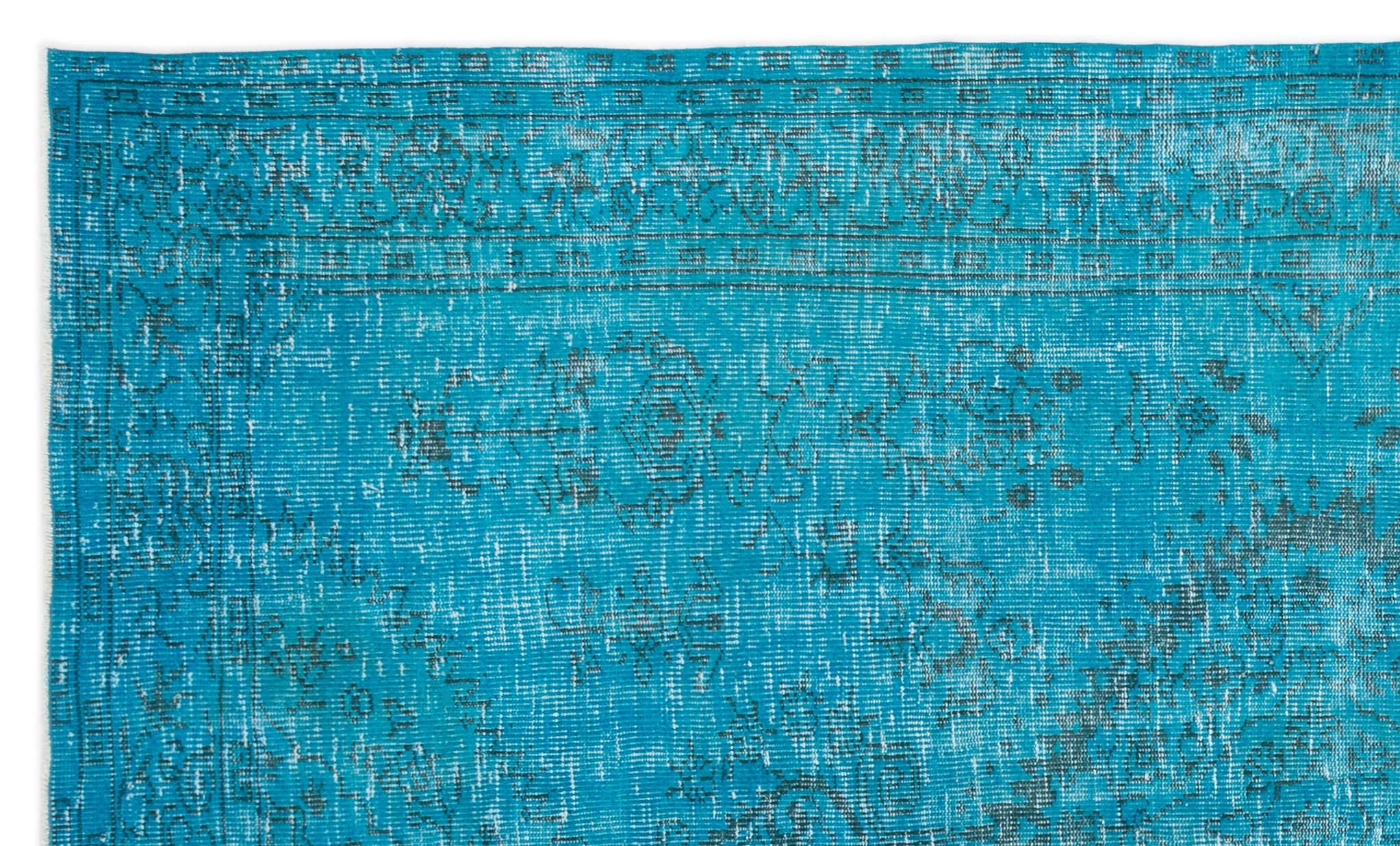 Atina Turquoise Vintage Wool Handmade Area Rug 5'10" x 9'6"