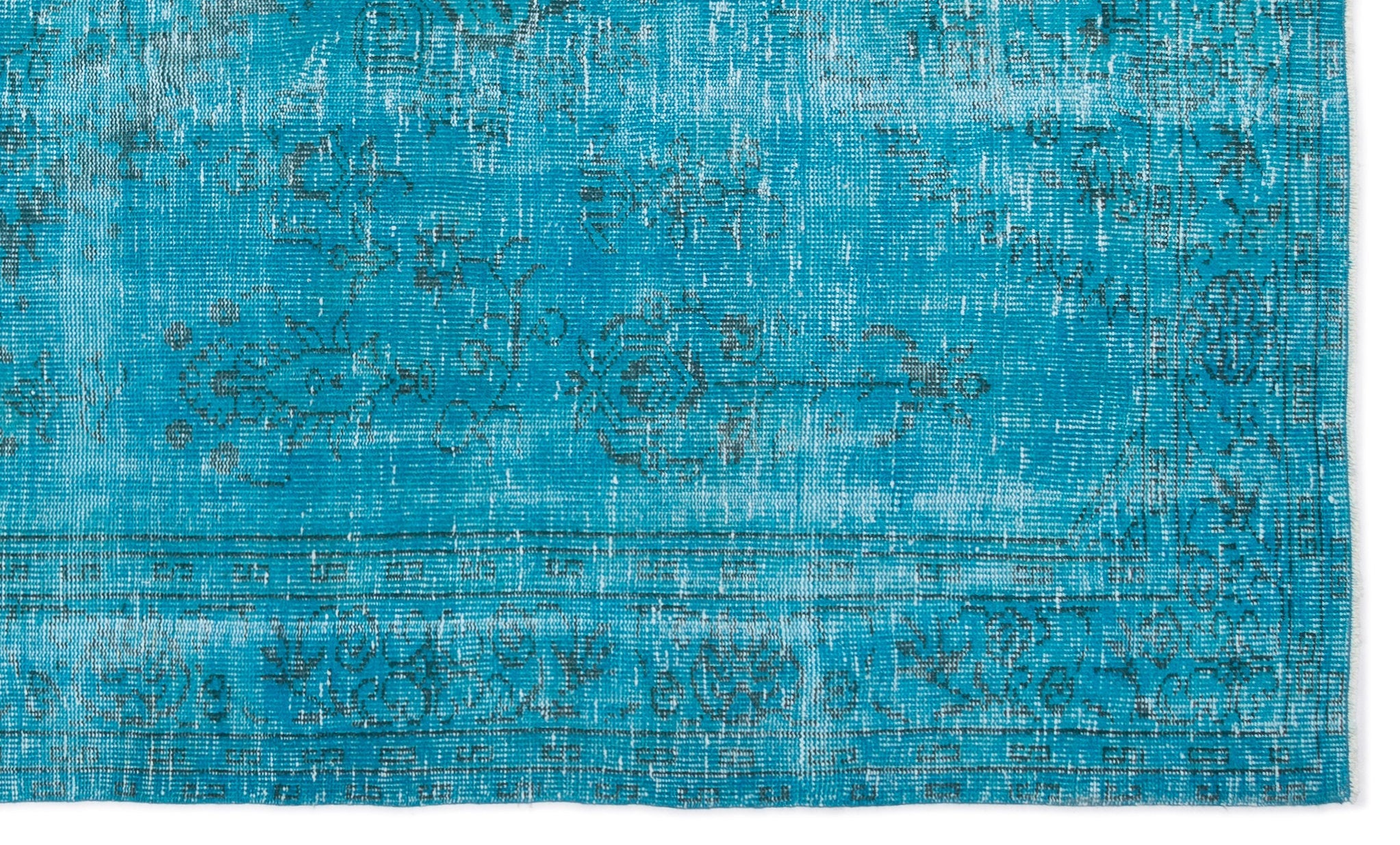 Atina Turquoise Vintage Wool Handmade Area Rug 5'10" x 9'6"