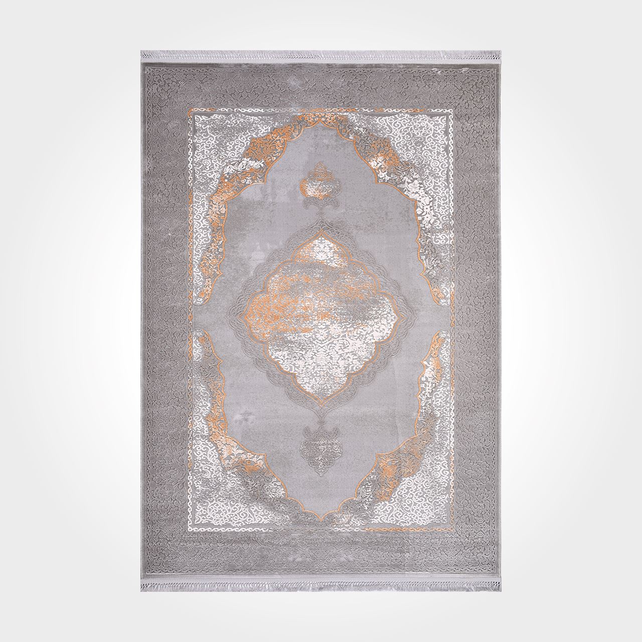 Bamboo Area Rug – Classic Machine Made Grey Rug with Overlocked Edge