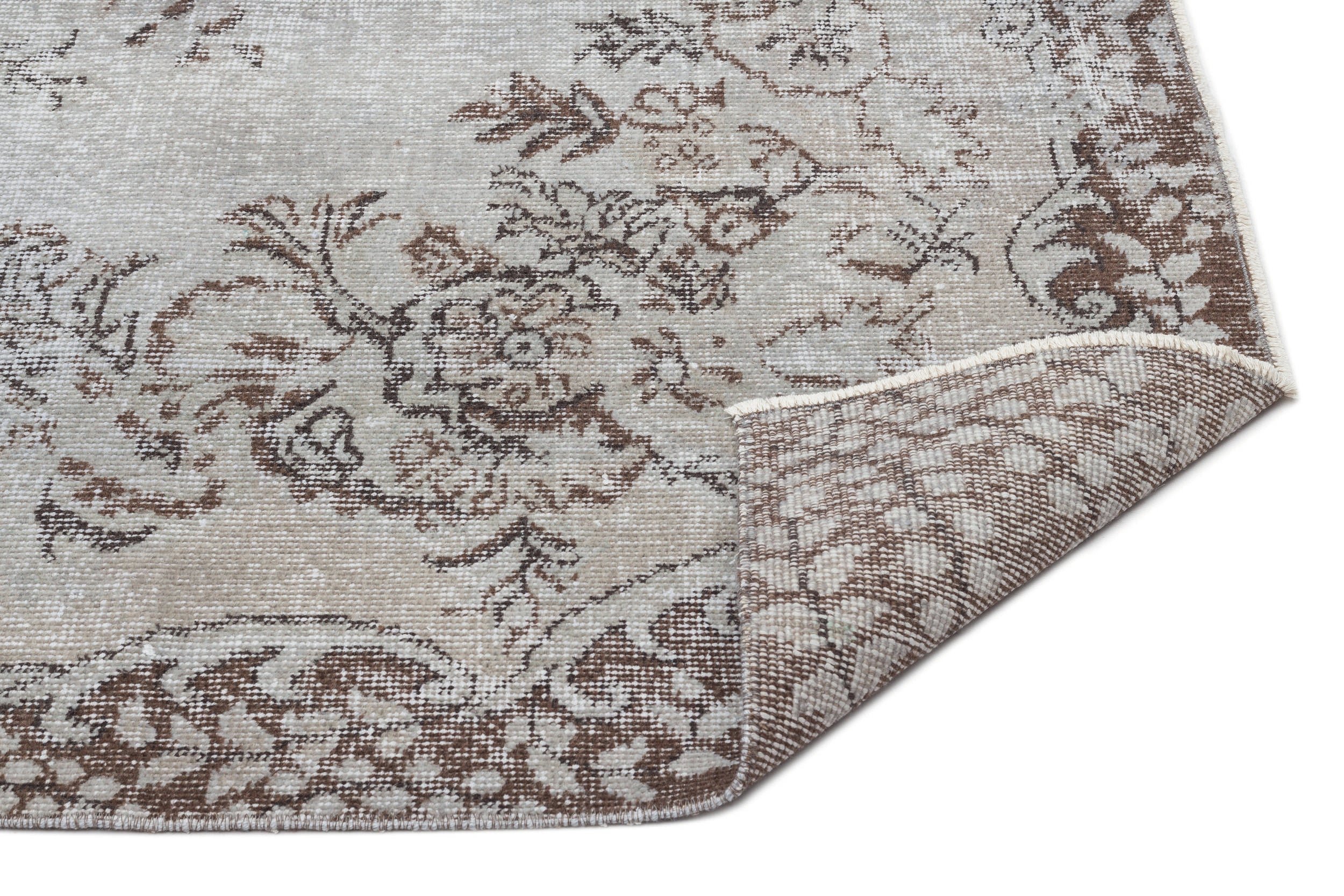 Atina Grey Vintage Wool Handmade Area Rug 5'6" x 8'4"