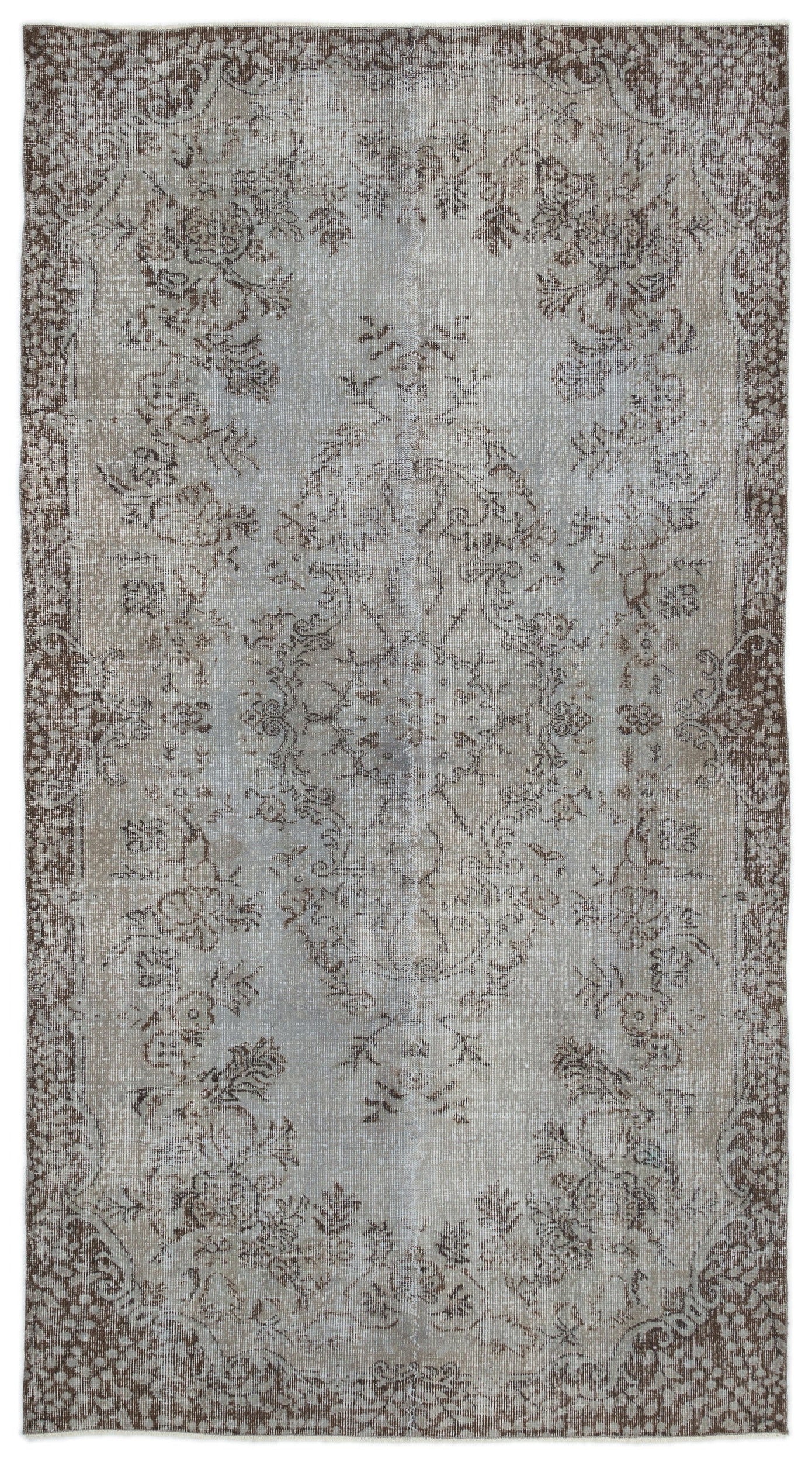 Atina Grey Vintage Wool Handmade Area Rug 5'6" x 8'4"