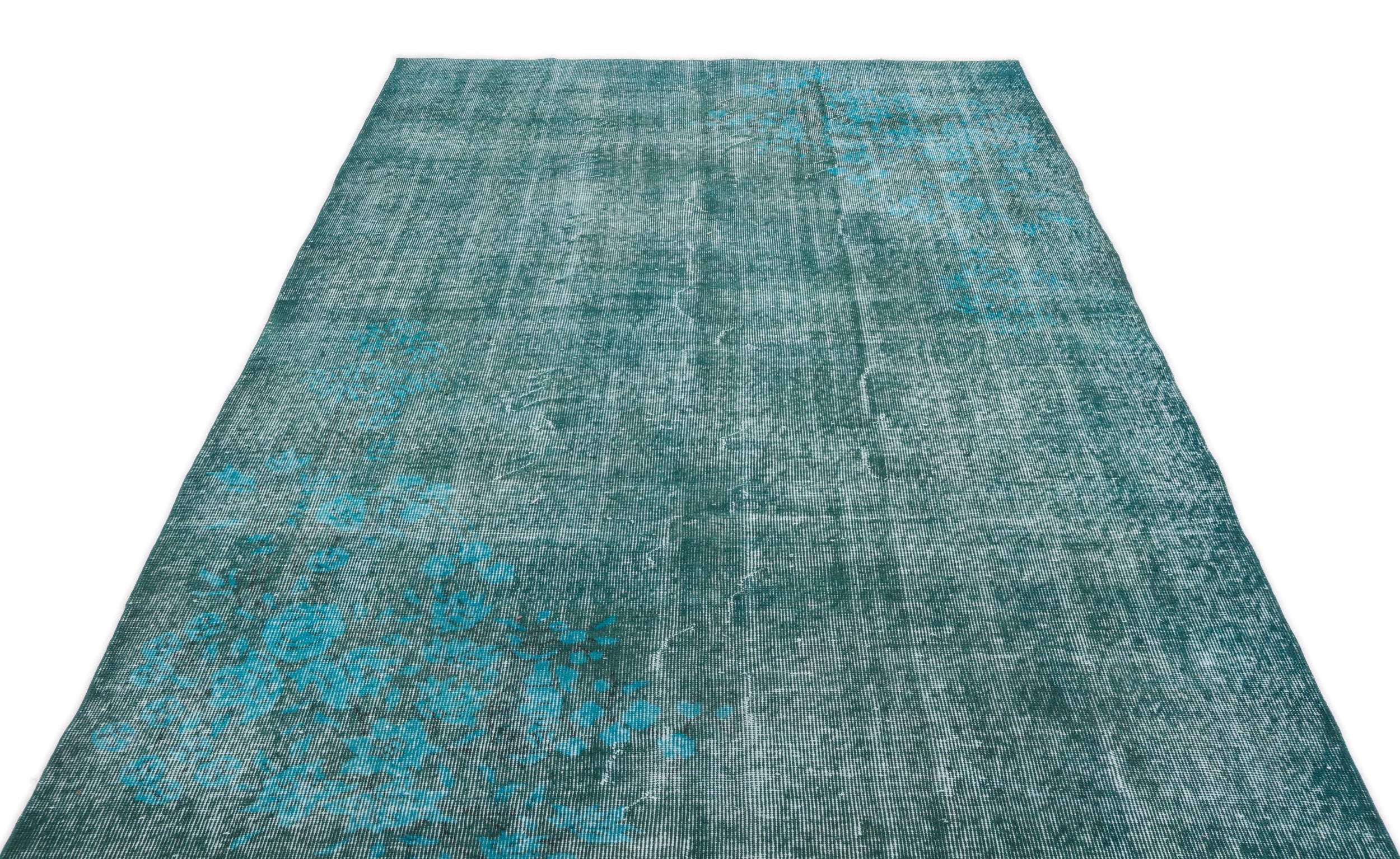 Atina Turquoise Vintage Wool Handmade Area Rug 5'6" x 9'0"