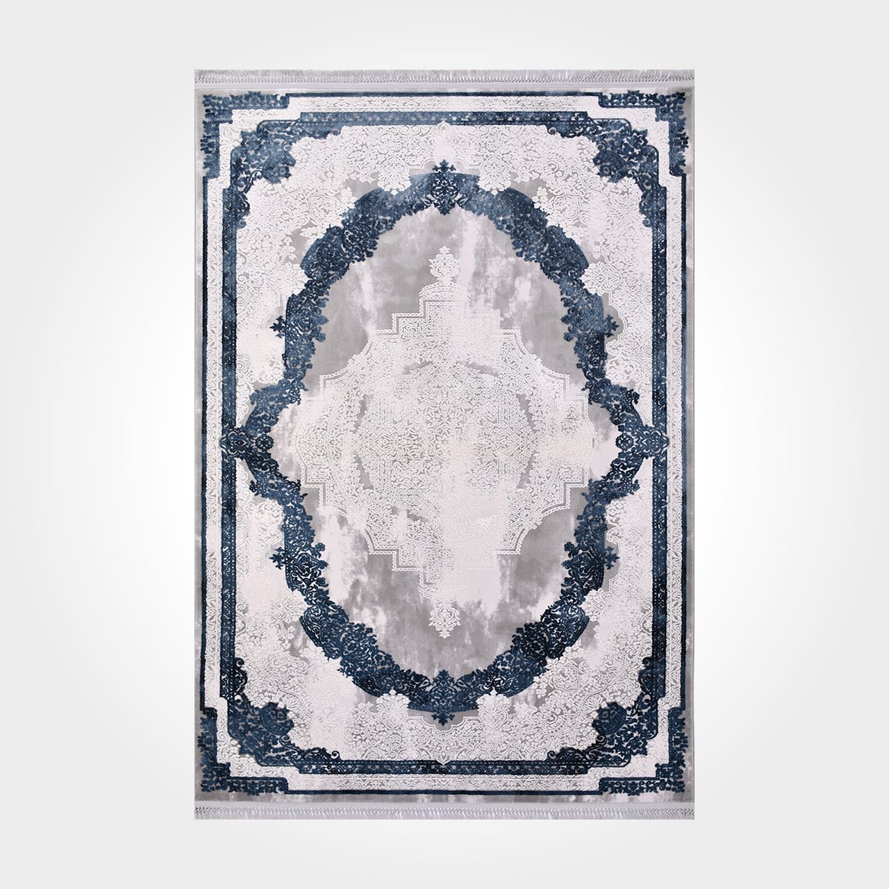 Bamboo Area Rug – Machine Made Rug with Grey Frame & Overlocked Edge Design